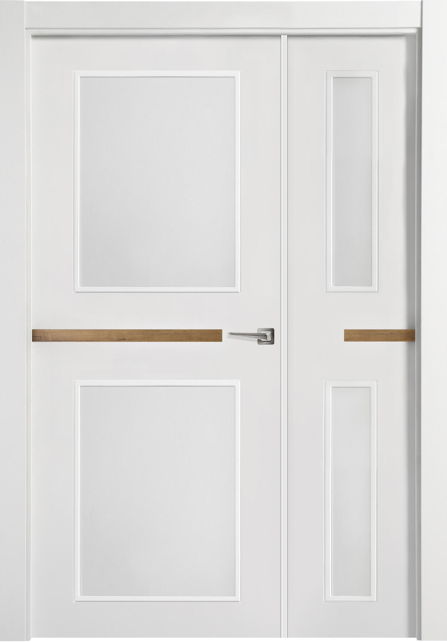 Puerta interior abatible denver gold blanco line apertura izda con cristal 125cm