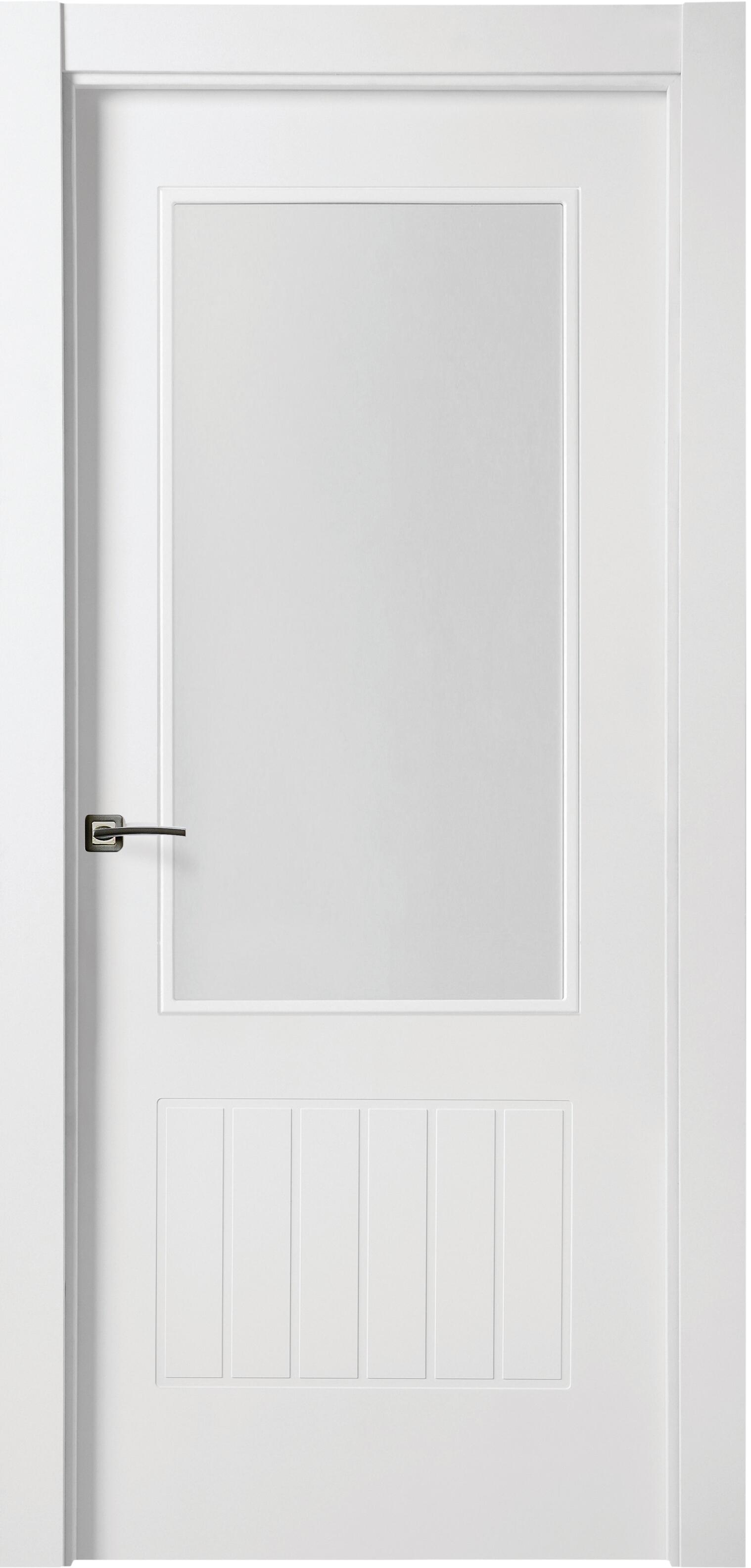 Puerta interior abatible madison blanco line plus apertura dcha cristal 82.5cm