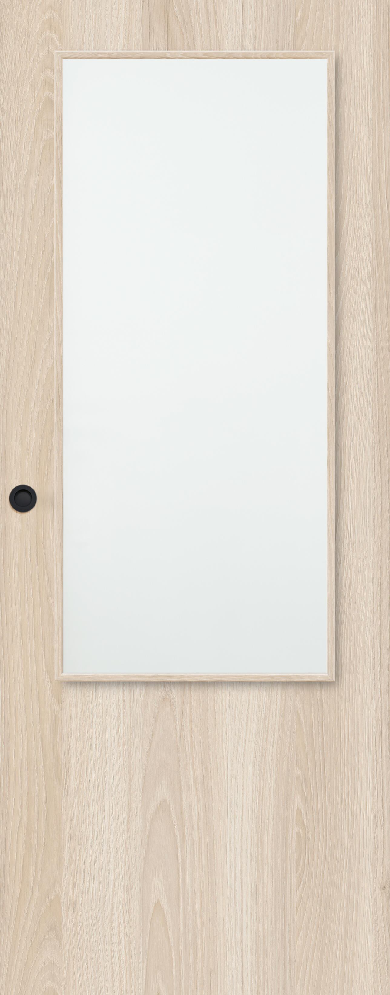 Puerta de interior corredera con cristal incluido maciza line plus lisboa crema acabado laminado con uñero y condena anchura 92,5cm