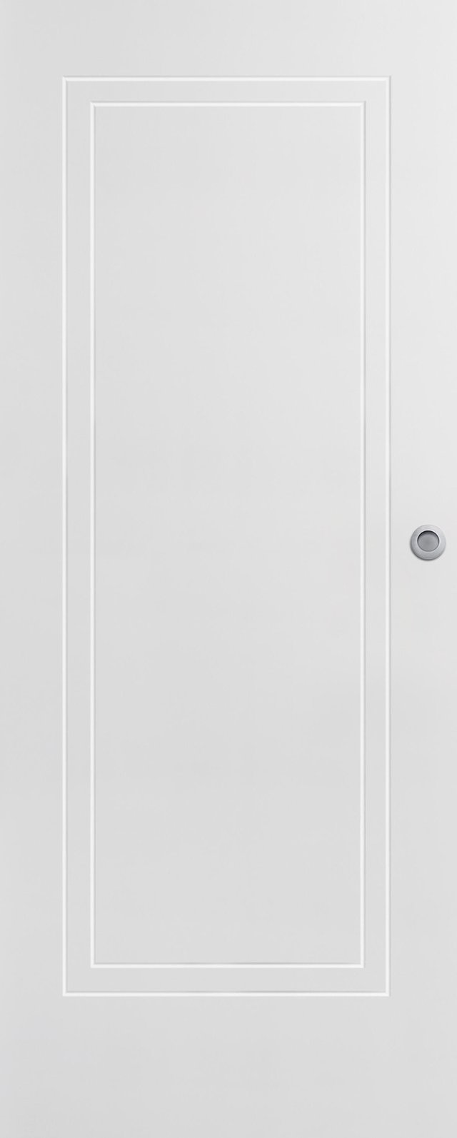 Puerta de interior corredera ciega estructura maciza serie Line Miramar blanco acabado lacado con uñero y condena anchura 62,5cm
