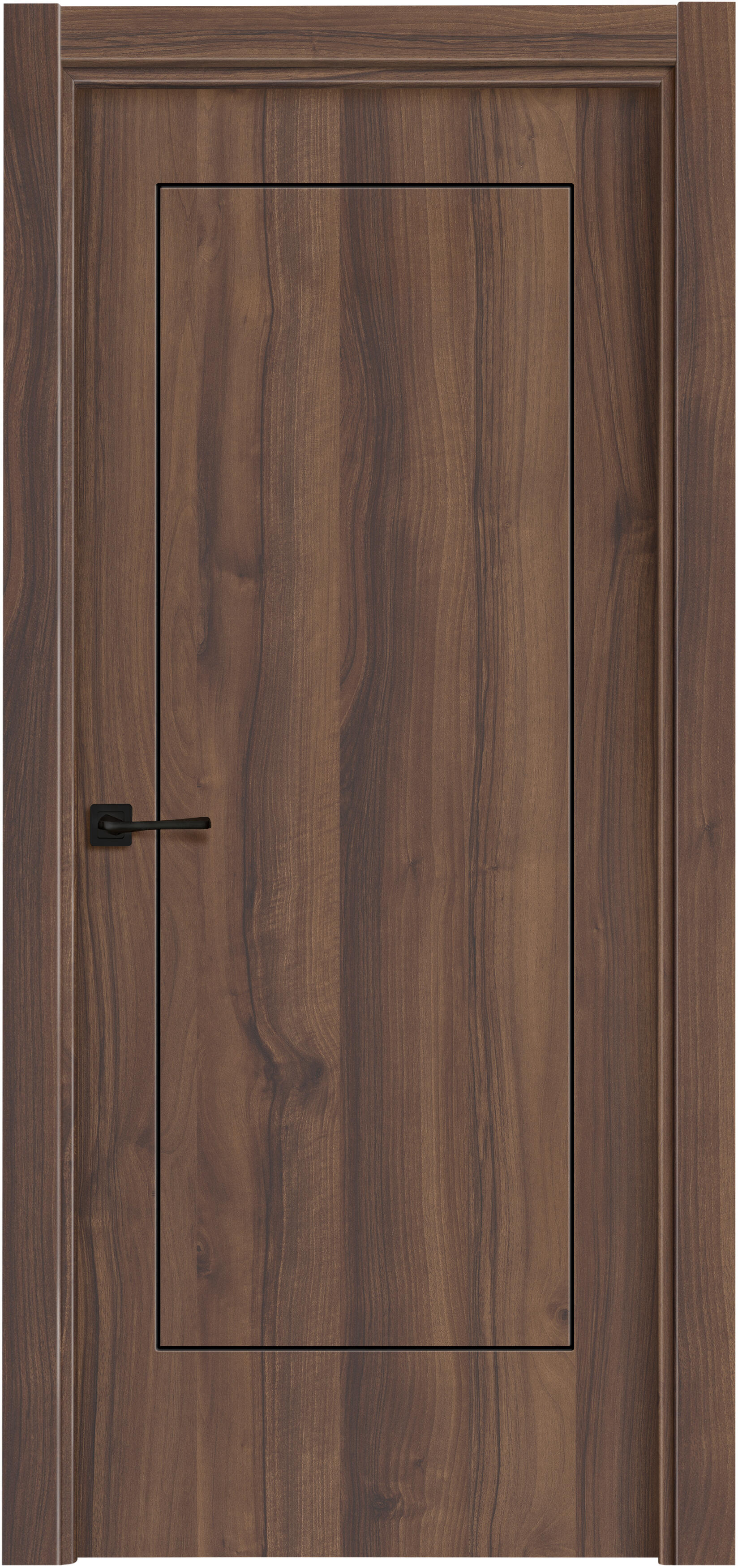 Puerta de interior abatible ciega maciza acabado laminado line plus tacoma nogal apertura derecha cerco de 7x3 anchura 62.5 cm