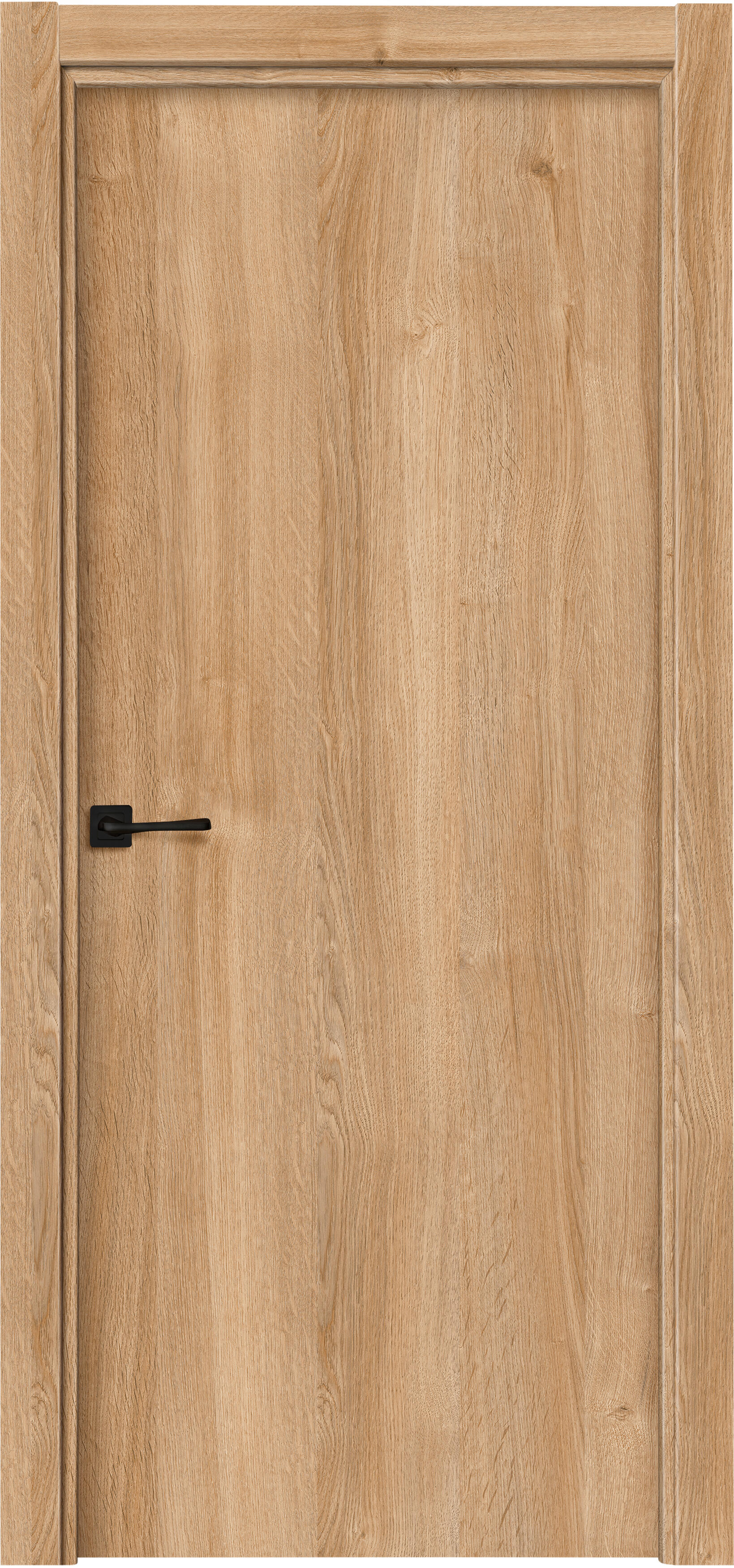 Puerta de interior abatible ciega maciza acabado laminado line plus lisboa roble apertura derecha cerco de 7x3 anchura 62.5 cm