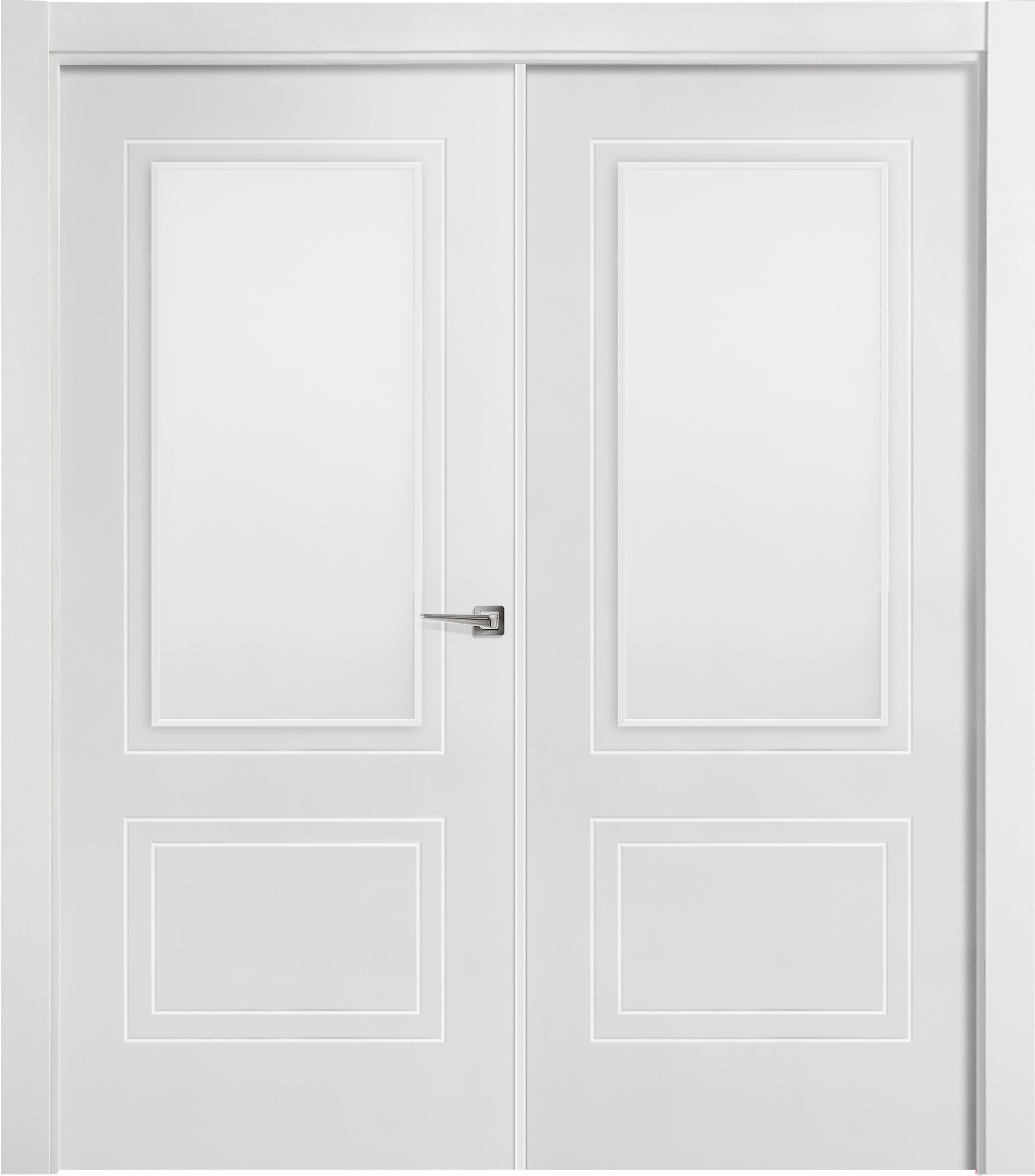 Puerta de interior abatible doble vidriera con fijo con cristal incluido maciza acabado lacado line boston blanco apertura izquierda cerco de 7x2 anchura 105 cm