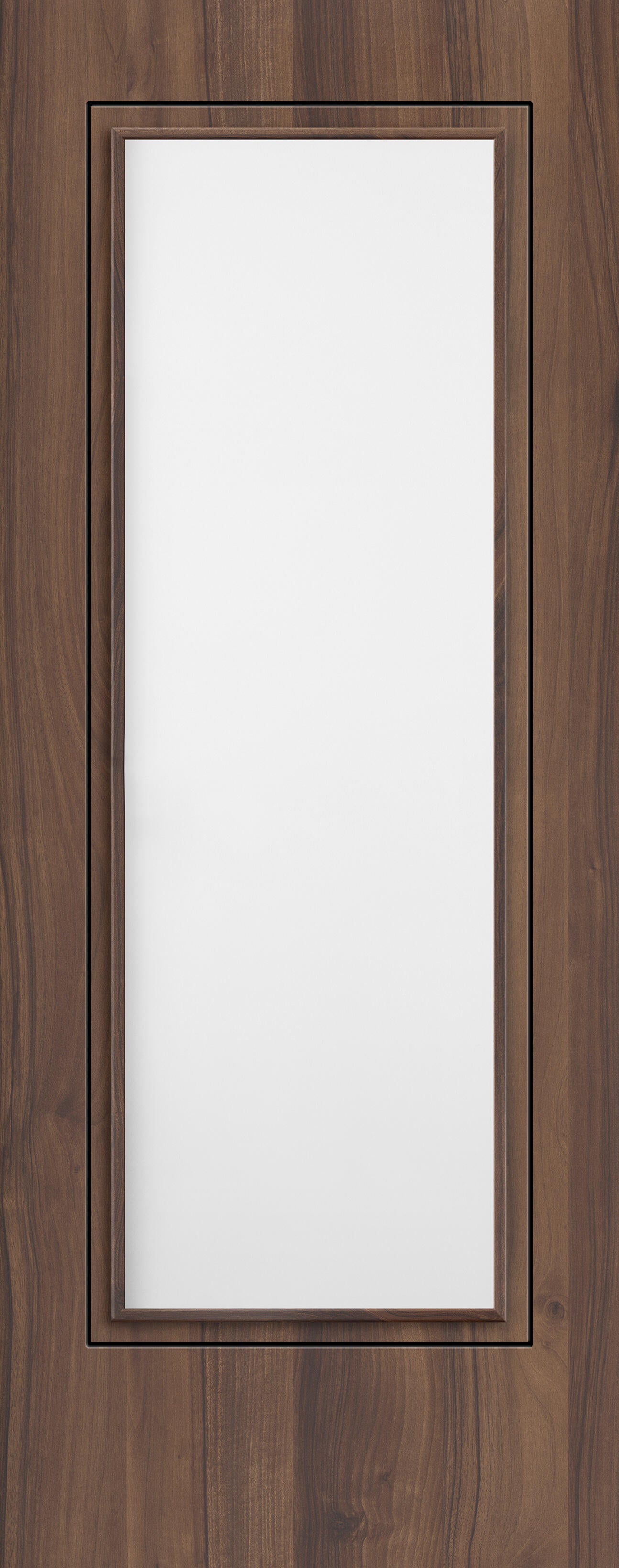 Pack puerta de interior corredera con cristal maciza melamina line plus tacoma nogal anchura 82,5cm +guia corredera