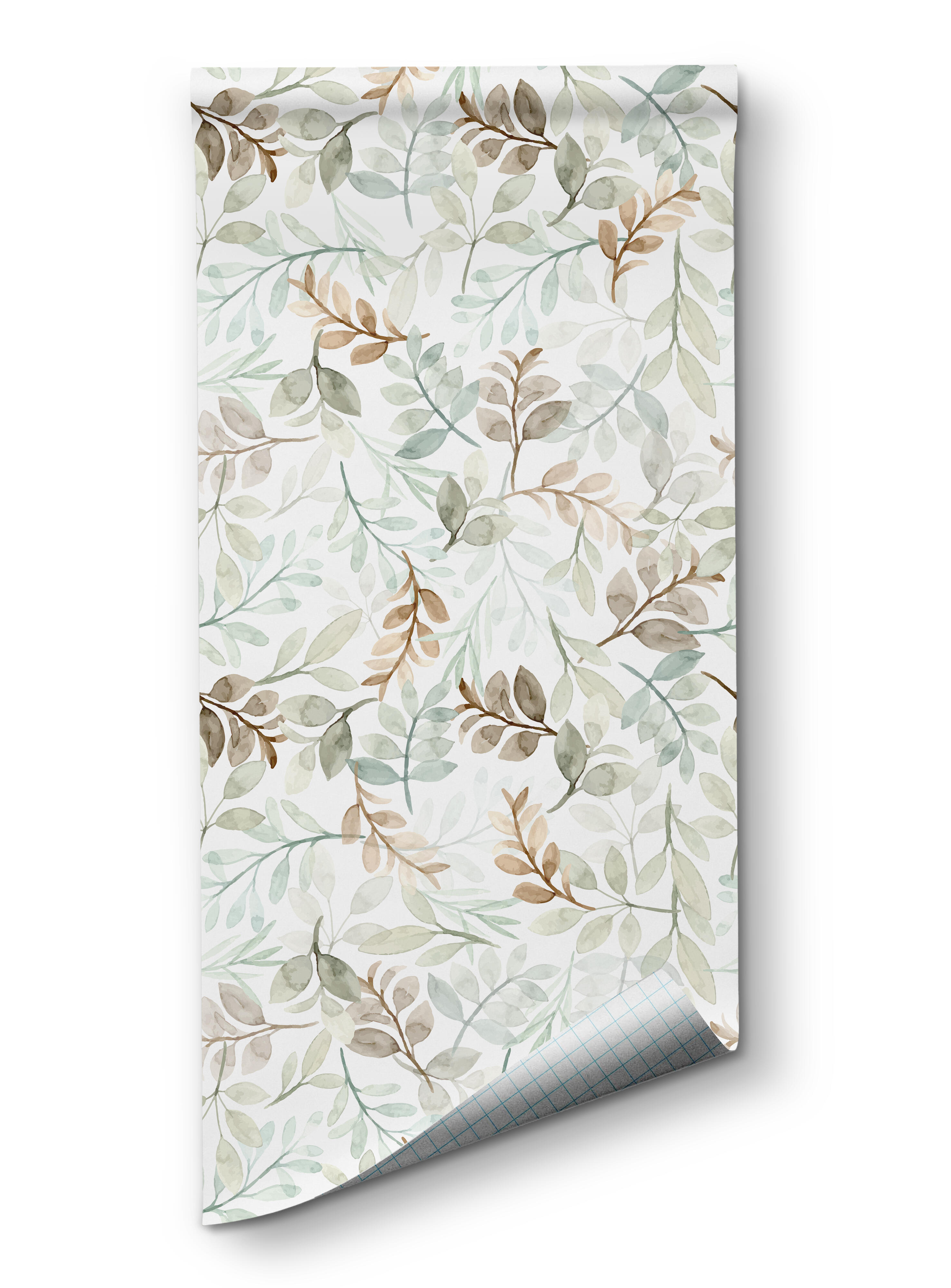 Papel pintado PVC adhesivo Botánico, plantas o floral Branches verde, blanco, marrón  LHD 65cmx2.8m superlavable. Apto para cocinas o baños - 8