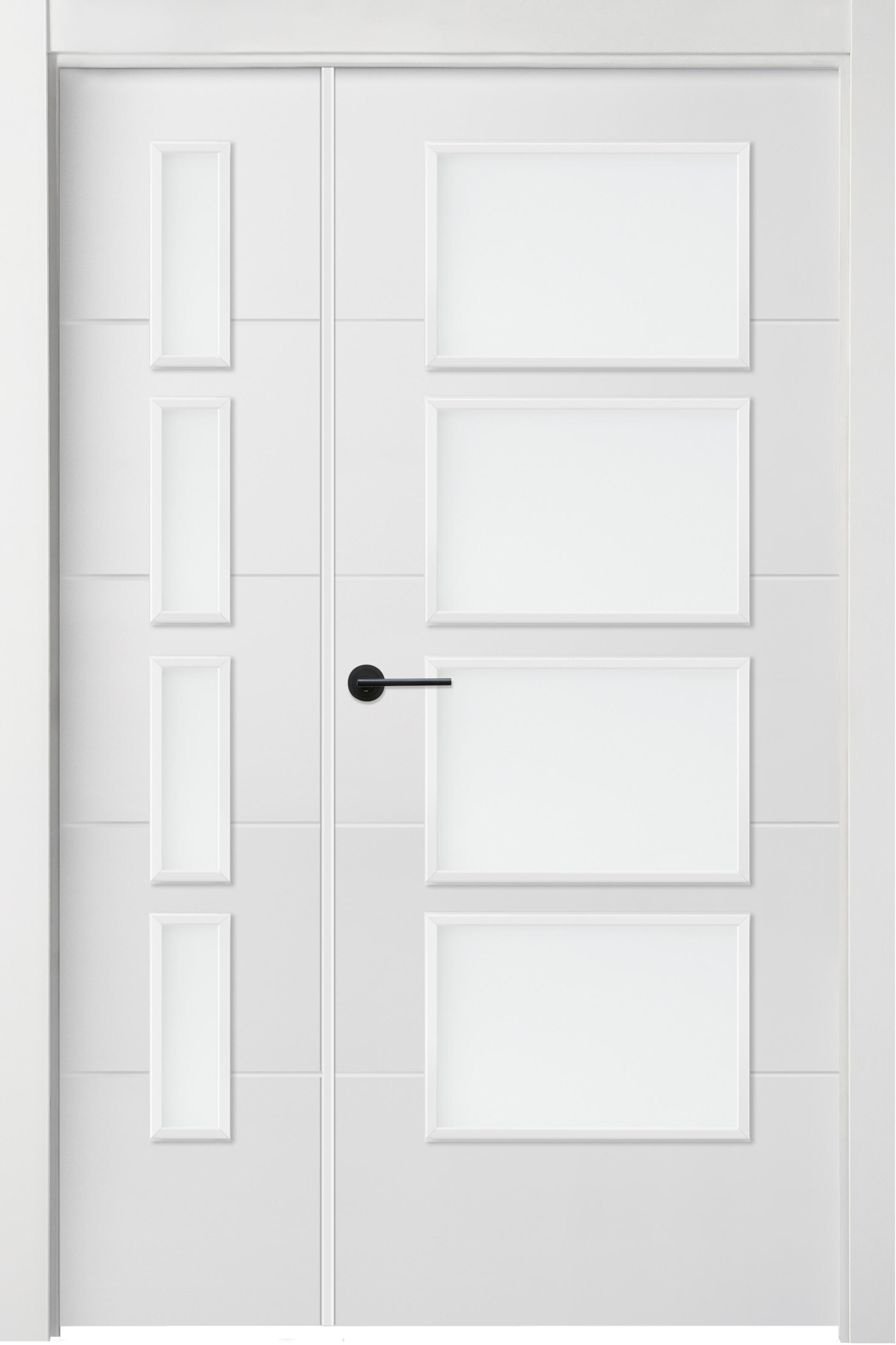 Puerta interior abatible lucerna black plus blanco apertura dcha cristal 9x 125