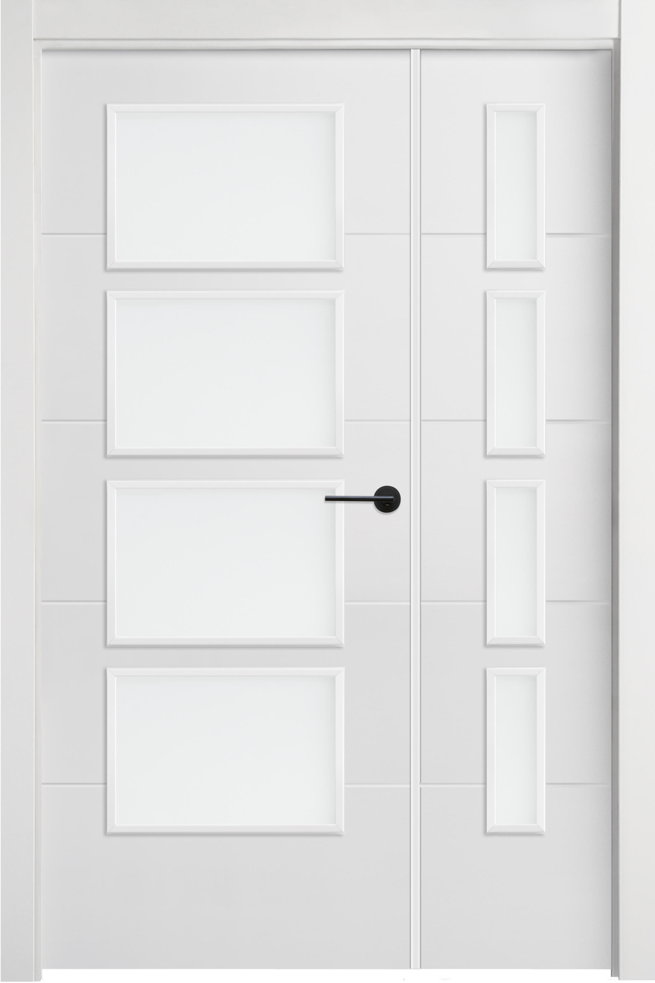 Puerta interior abatible lucerna black plus blanco apertura izda cristal 9x 125