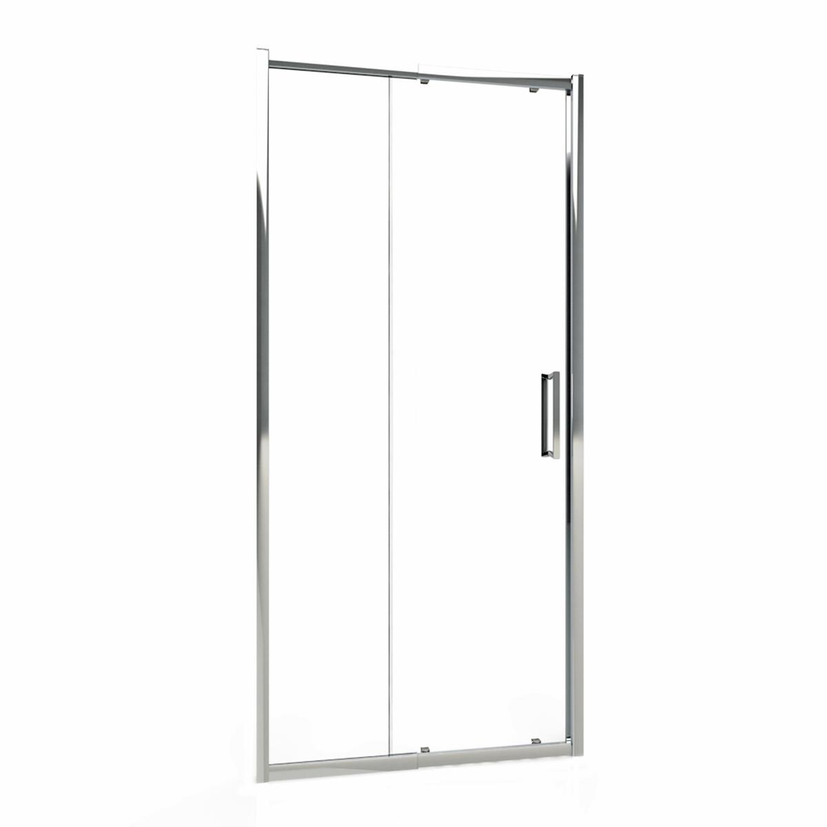 Porta doccia scorrevole L 94-100 cm x H 195 cm per nicchia in vetro trasparente SP. 6 mm, profilo lucido cromo, serie Slimline - 3