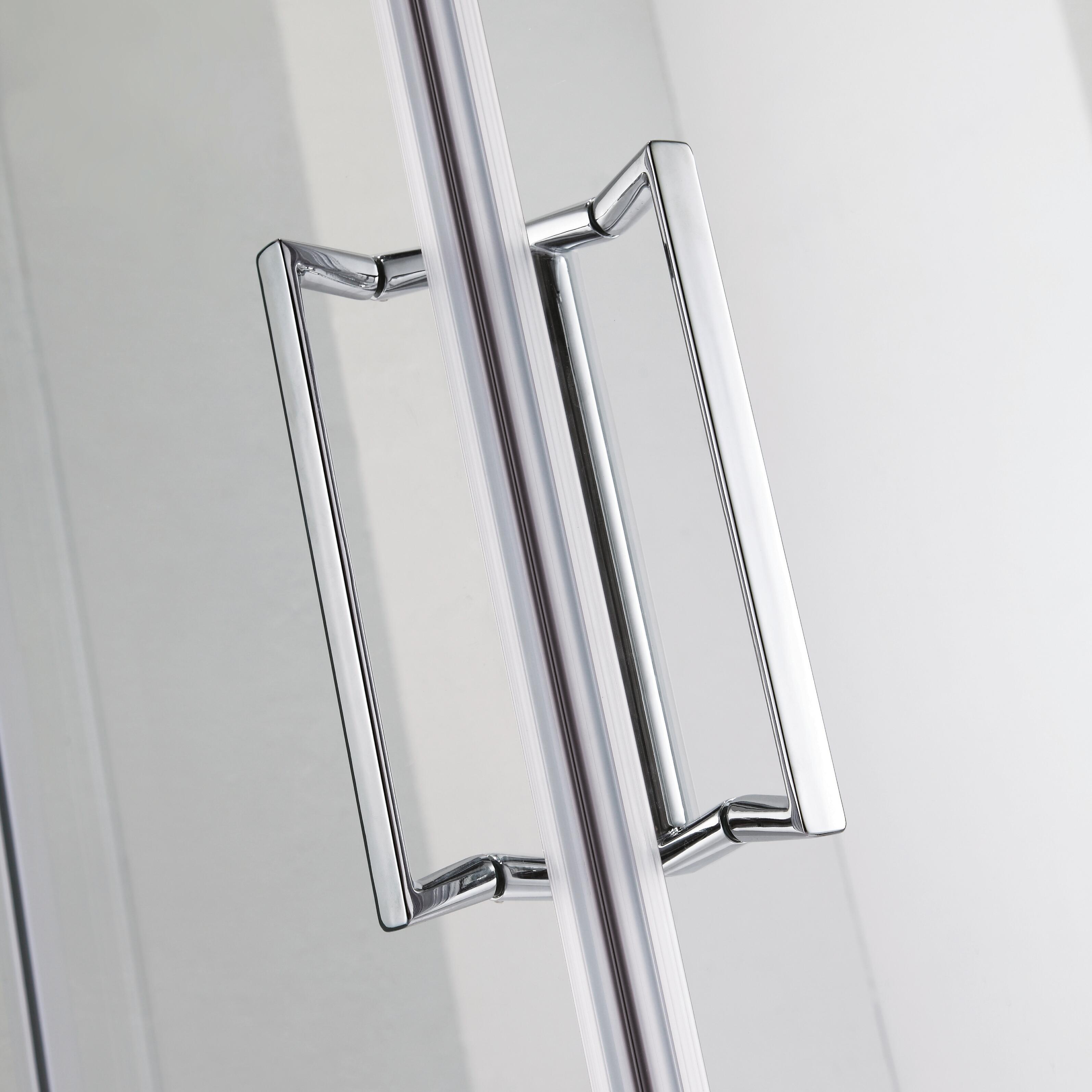 Porta doccia pieghevole L 63-70 cm x H 195 cm per nicchia in vetro trasparente SP. 6 mm, profilo lucido cromo, serie Slimline - 6