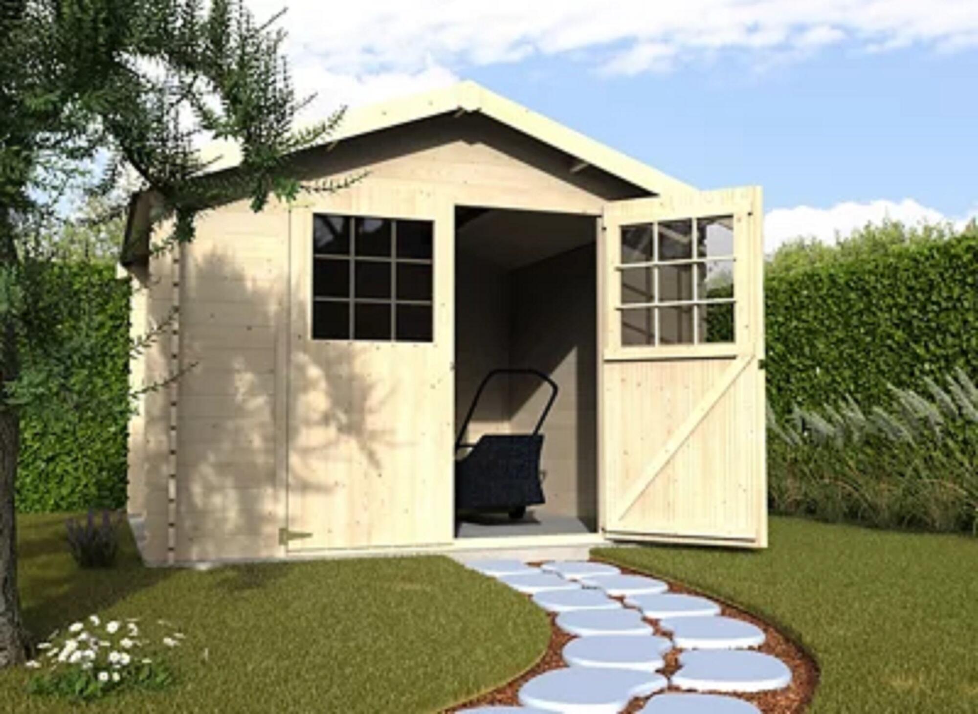 Caseta de madera Lesal de 317x232x313 cm y 9.92 m2 con 28 mm espesor y doble puerta abatible DECOR ET JARDIN - 3
