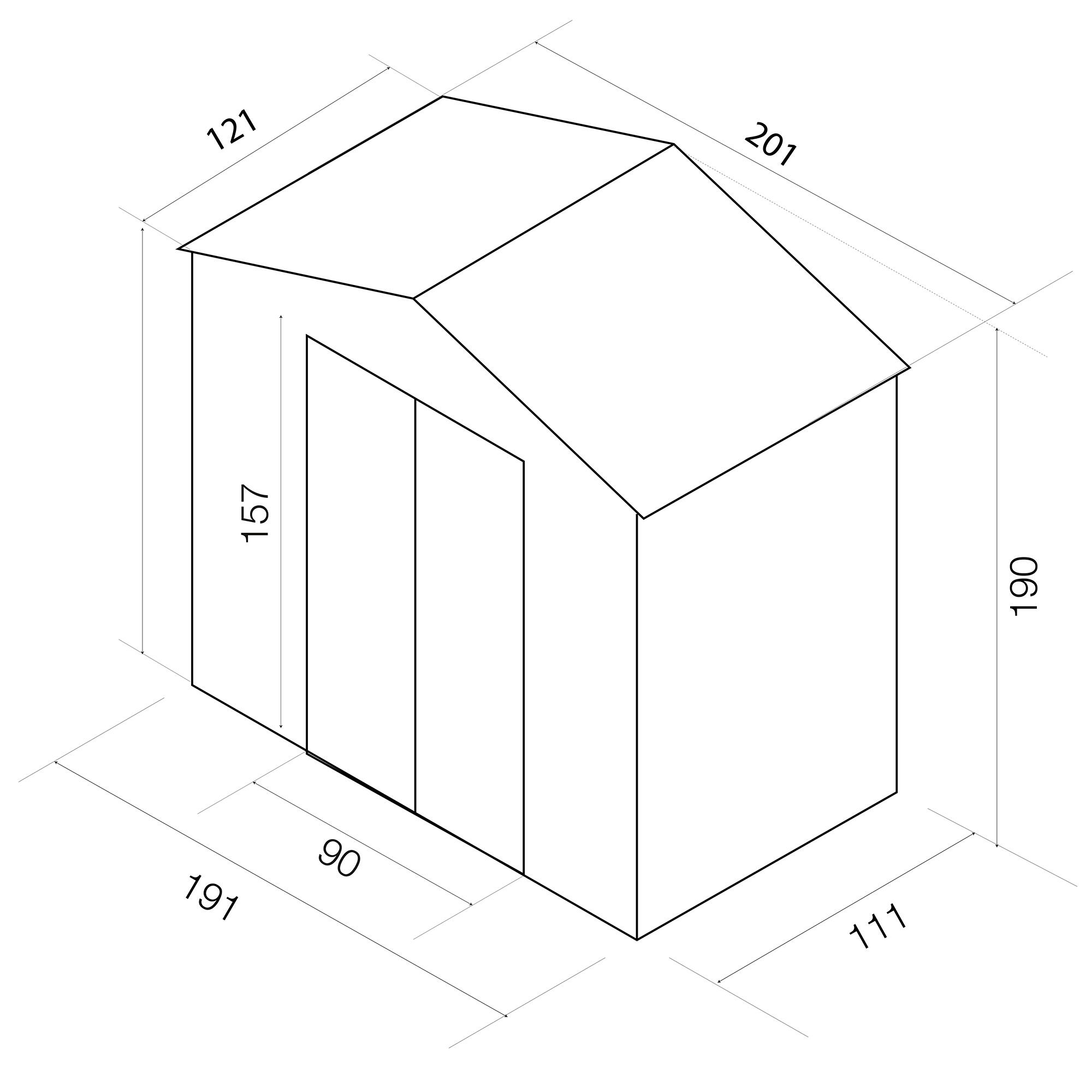 Caseta de metal Yorkshire de 201x190x121 cm y 2.43 m2 con 0.26 mm espesor y doble puerta GARDIUN - 2