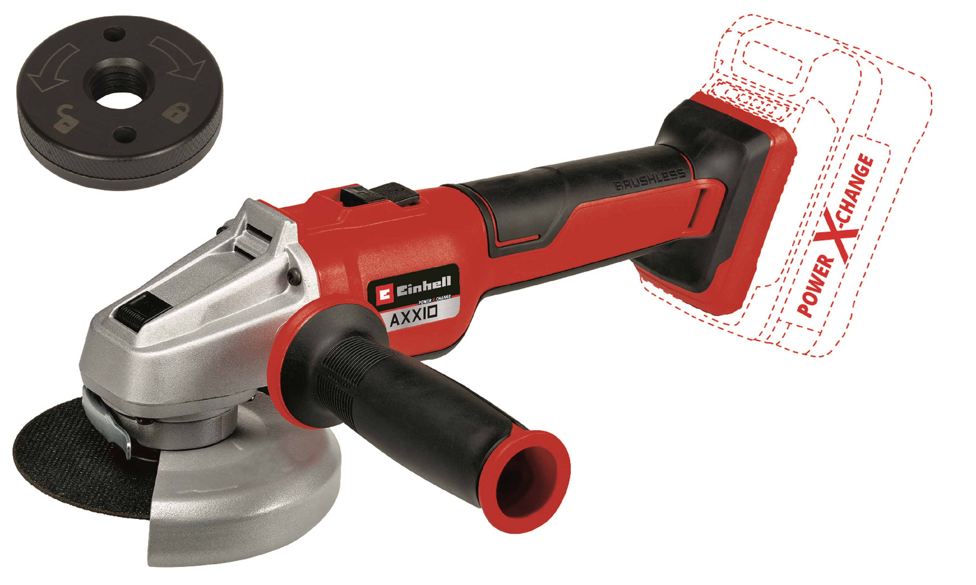 Amoladora a batería einhell axxio 18v 115mm. sin cargador/batería.