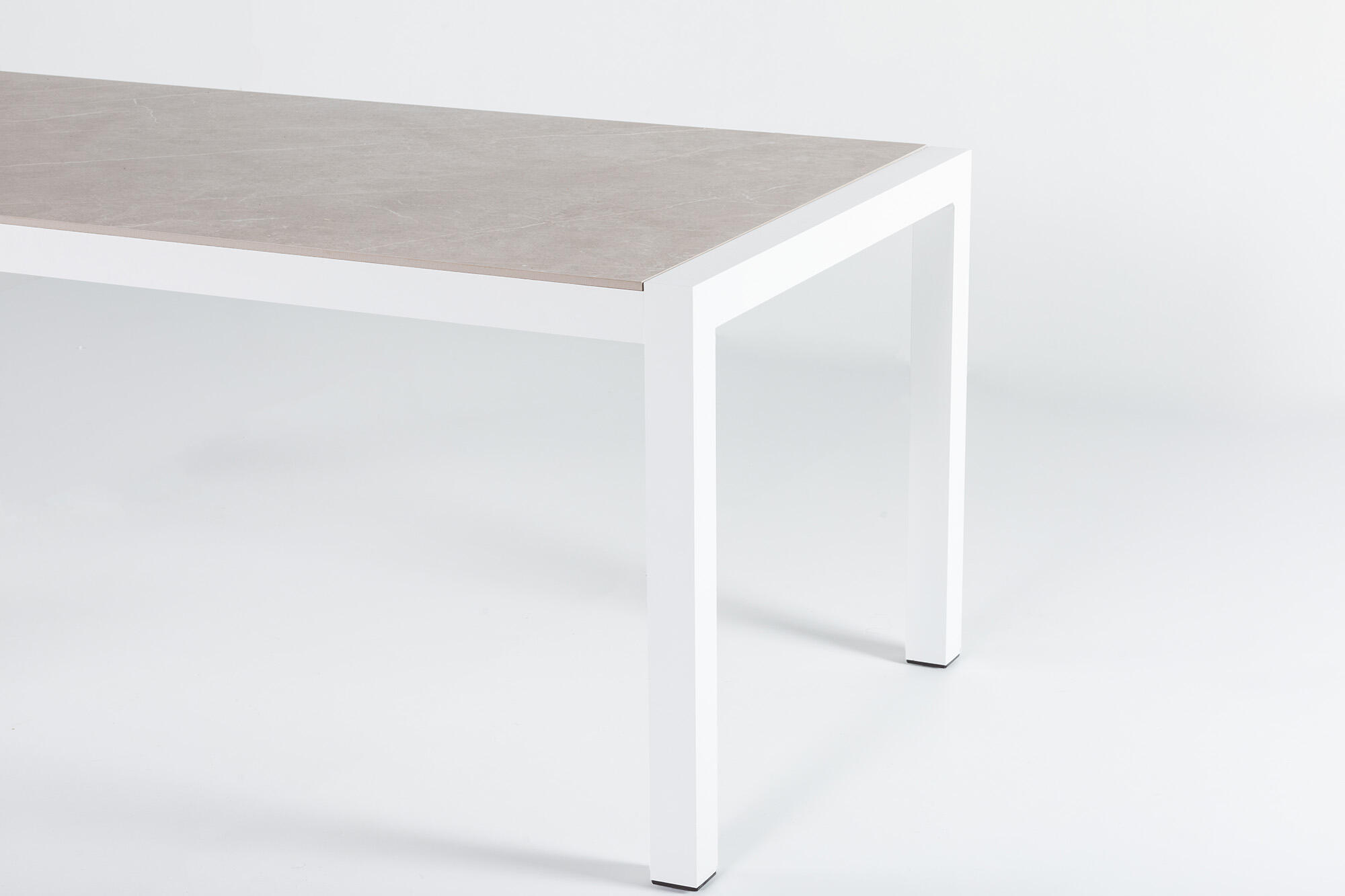 Mesa de aluminio y cerámica Luca blanco Taupe de 90x74x192 cm - 11