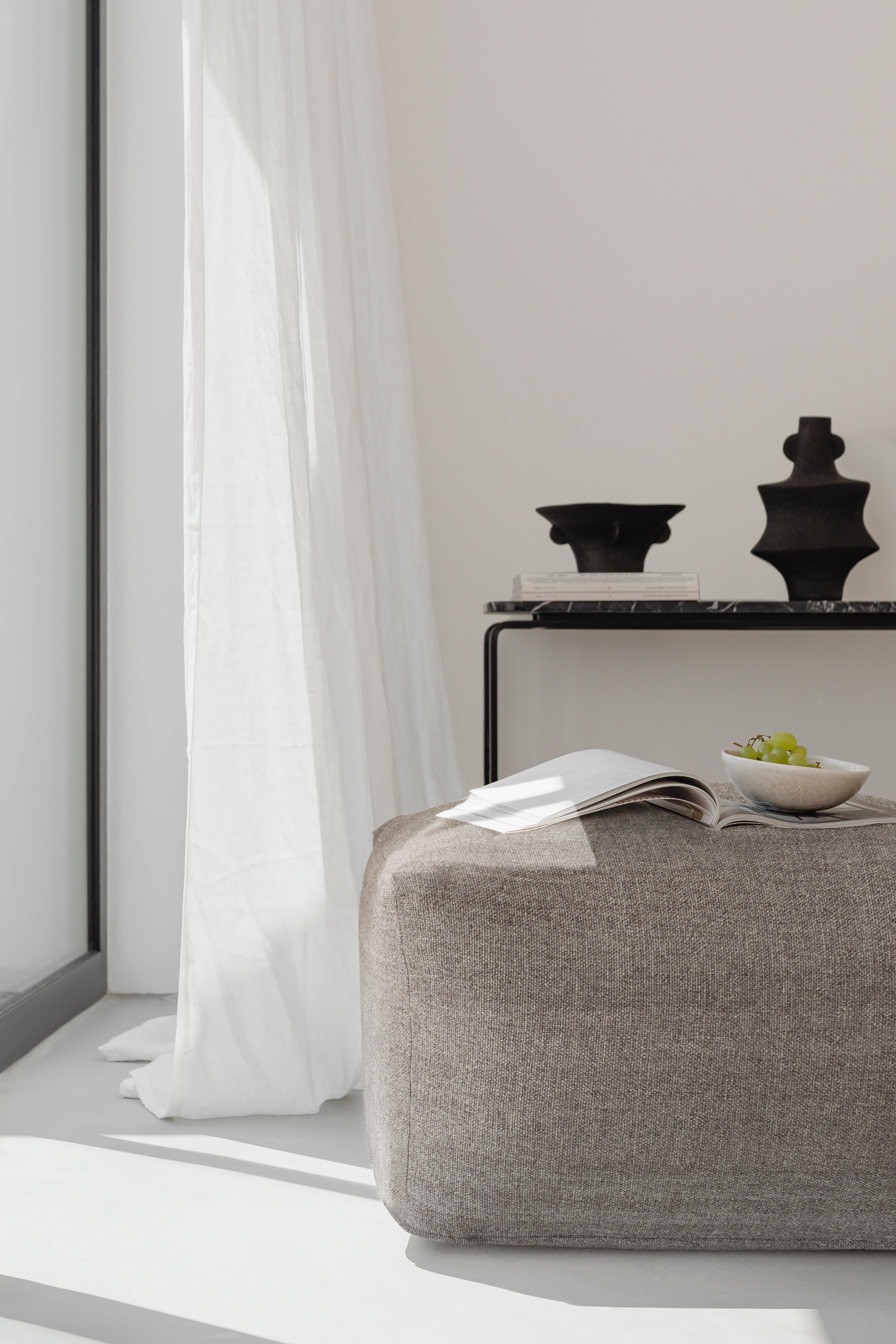 Puff jaspe 45x45x35 cm cinza - 3