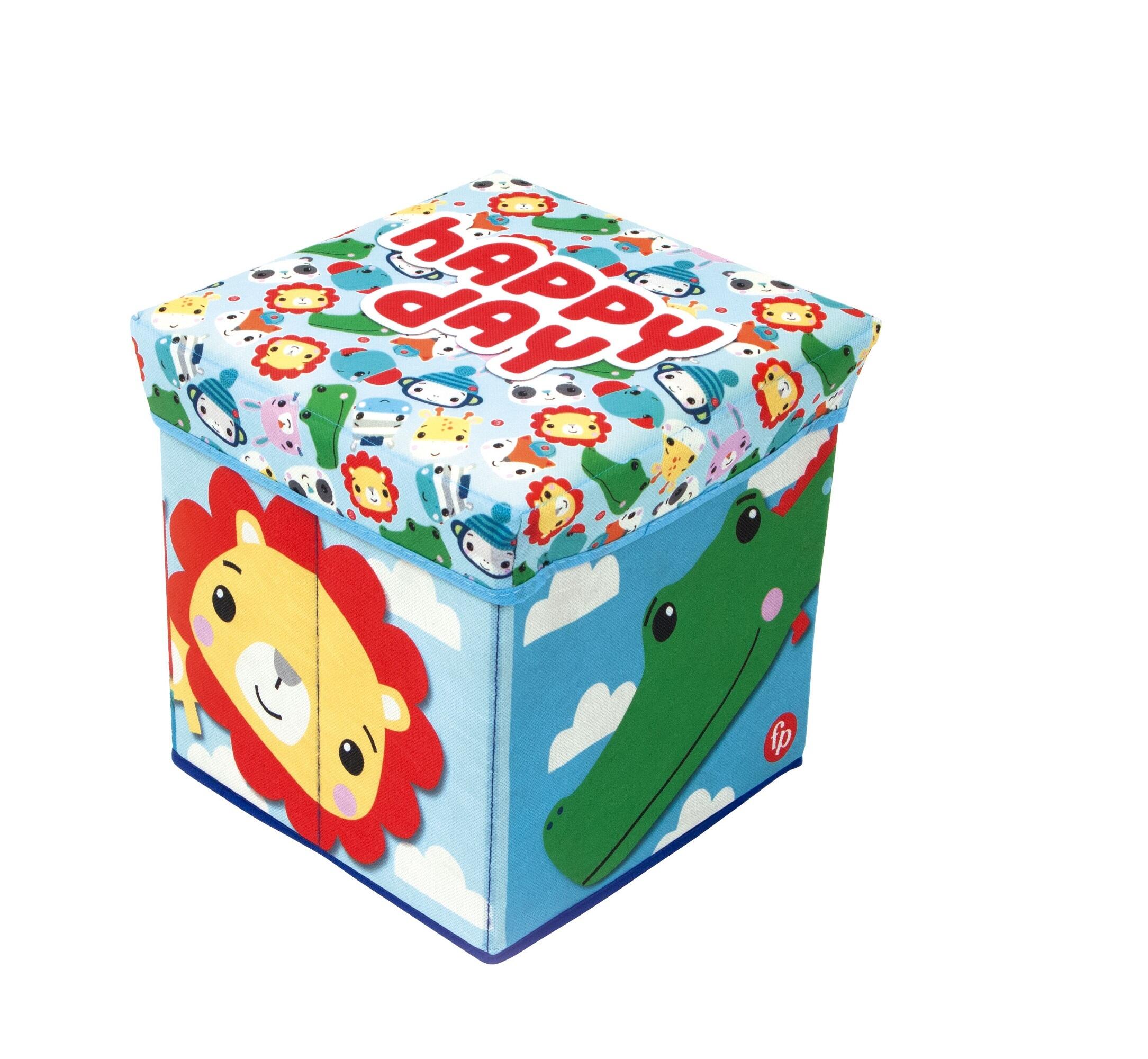 Contenedor taburete cuadrado plegable de fisher price de 30x30x30cm