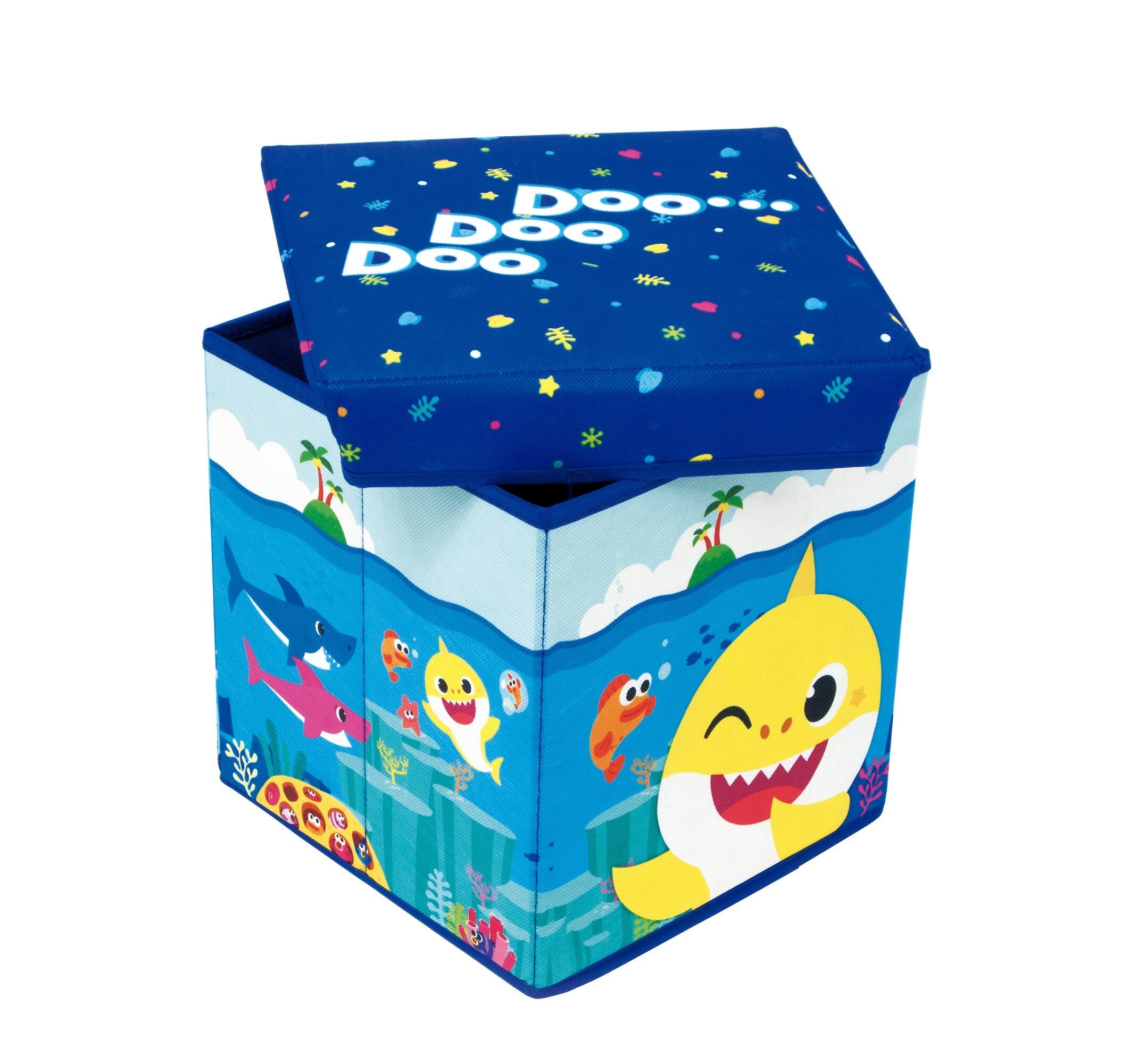 Contenedor taburete cuadrado plegable de baby shark de 30x30x30cm