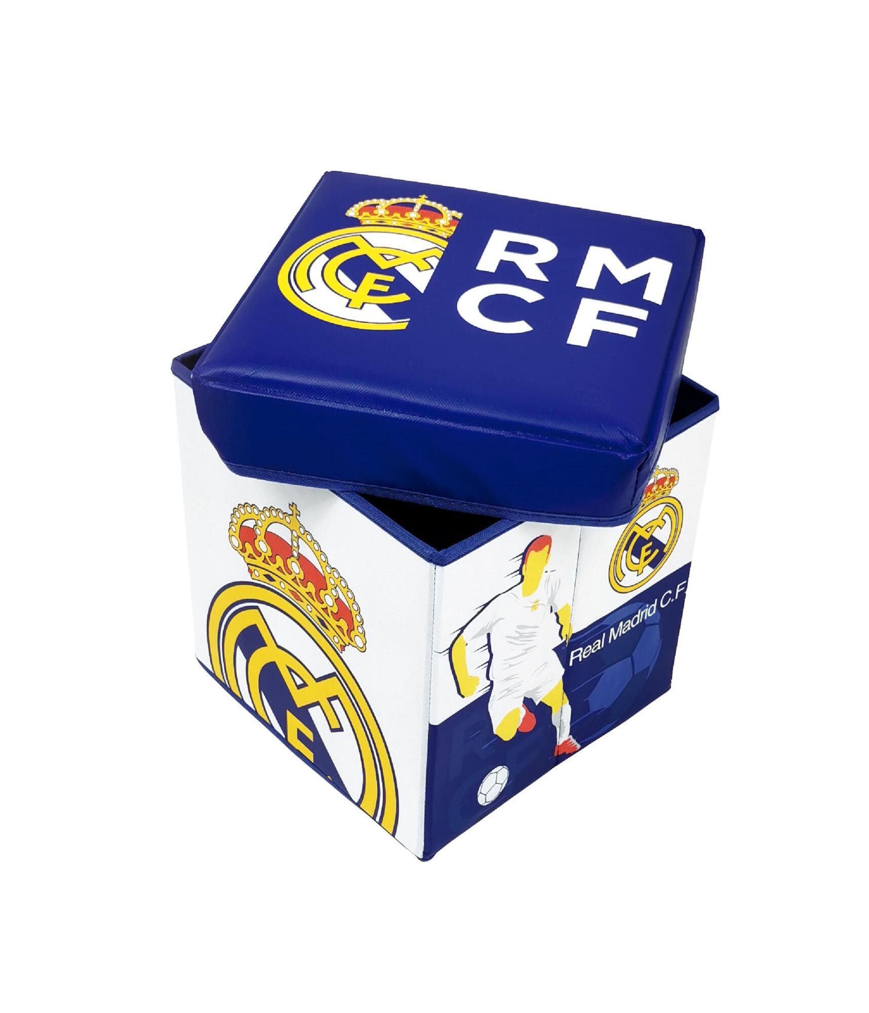 Contenedor taburete cuadrado plegable de real madrid de 30x30x30cm