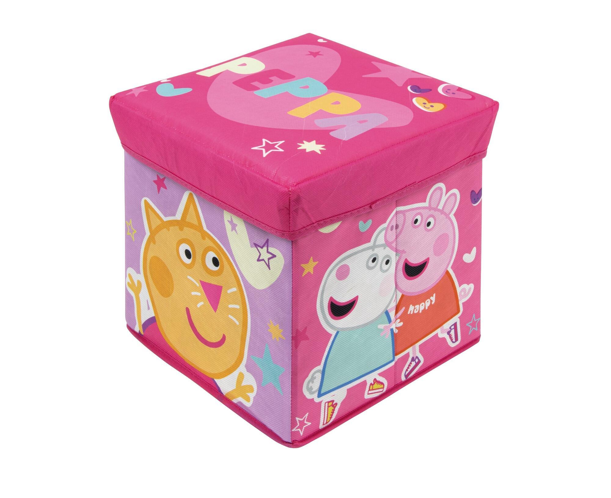 Contenedor taburete cuadrado plegable de peppa pig de 30x30x30cm