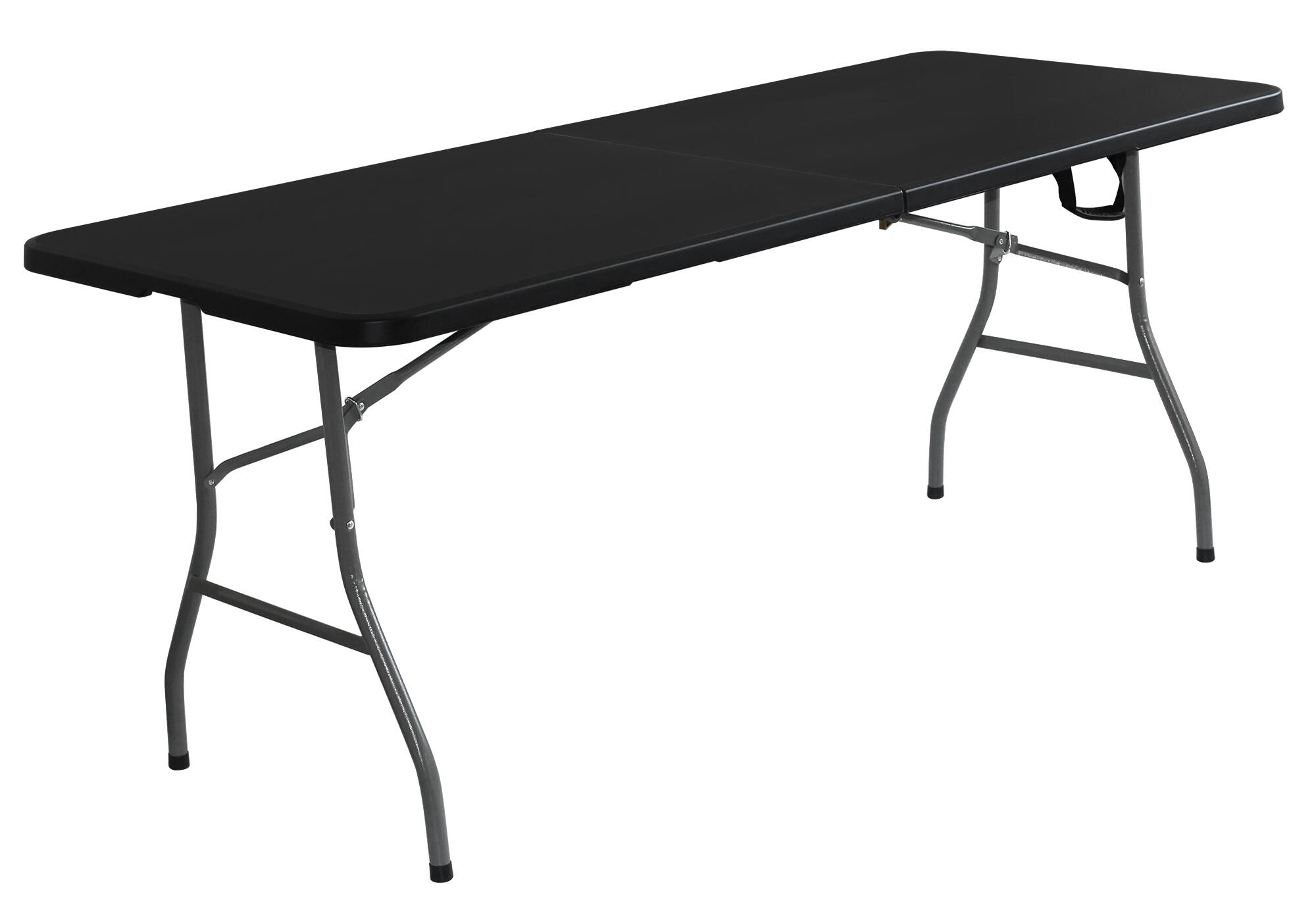 Mesa plegable de jardín de acero catering negro de 180x74x74 cm