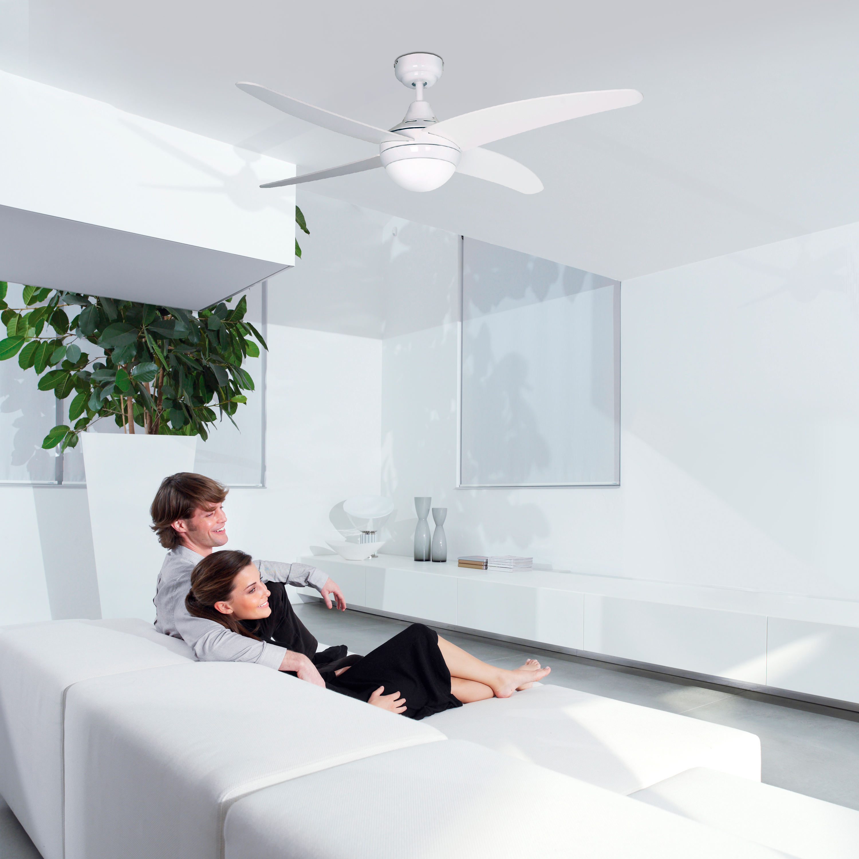 Ventilatore Da Soffitto Farelek Seychelles 122cm Bianco - 3 Pale E 3 Velocità