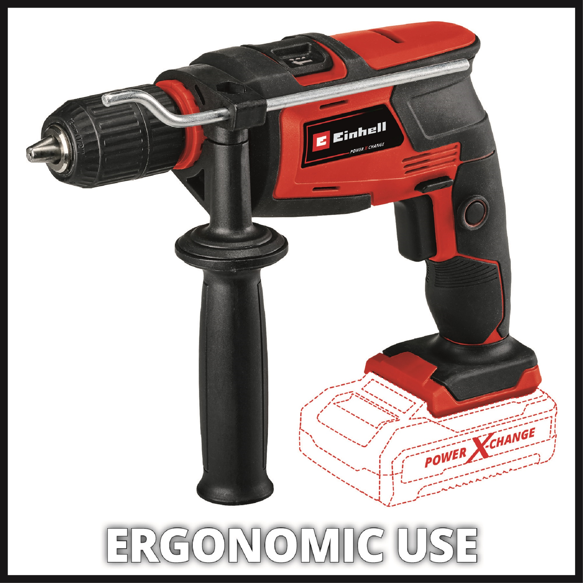 Taladro percutor a batería EINHELL 18V - Sin batería - Tope de profundidad - TC-ID 18 Li-Solo - 2