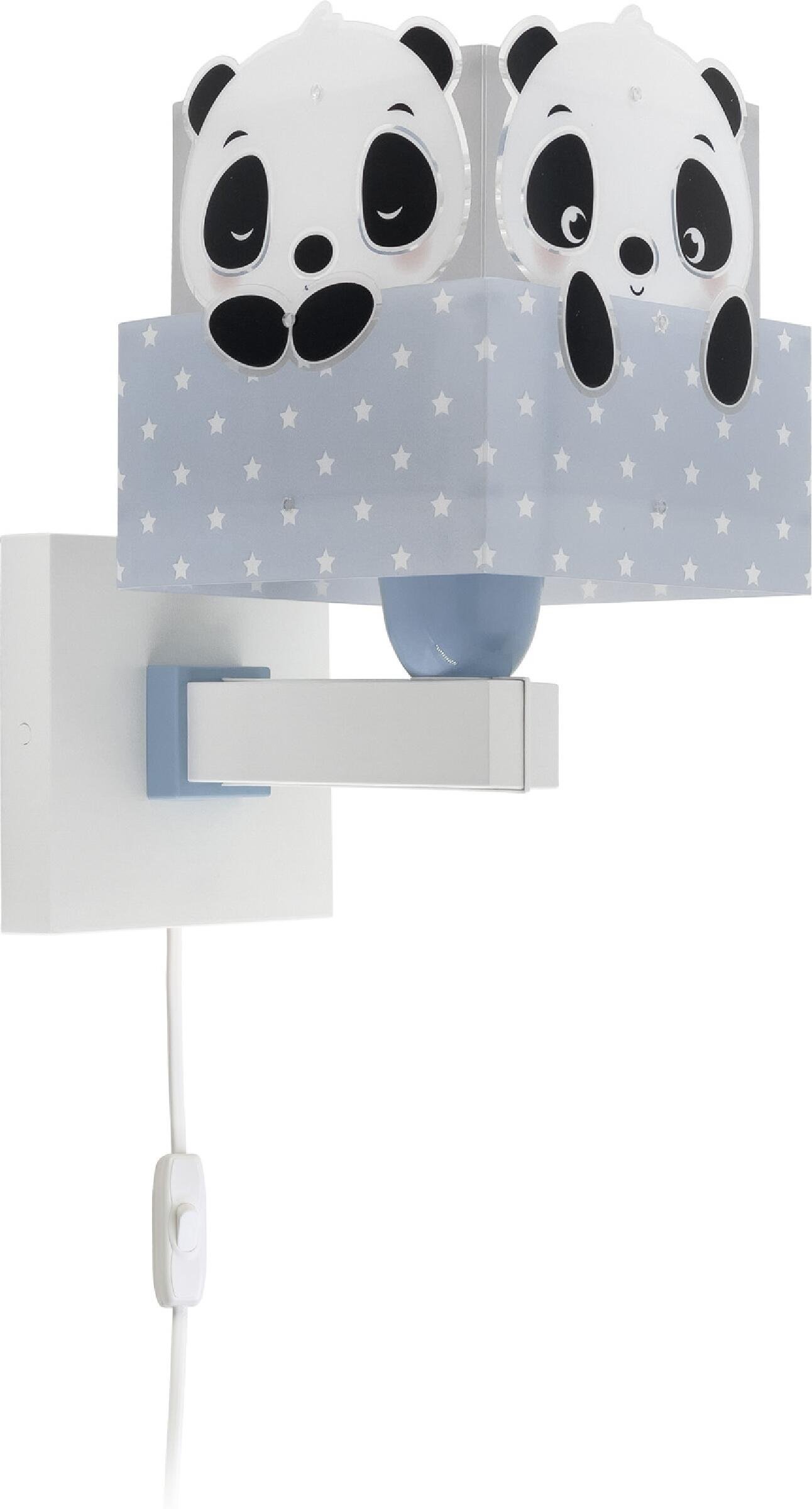 Aplique panda e27 azul infantil