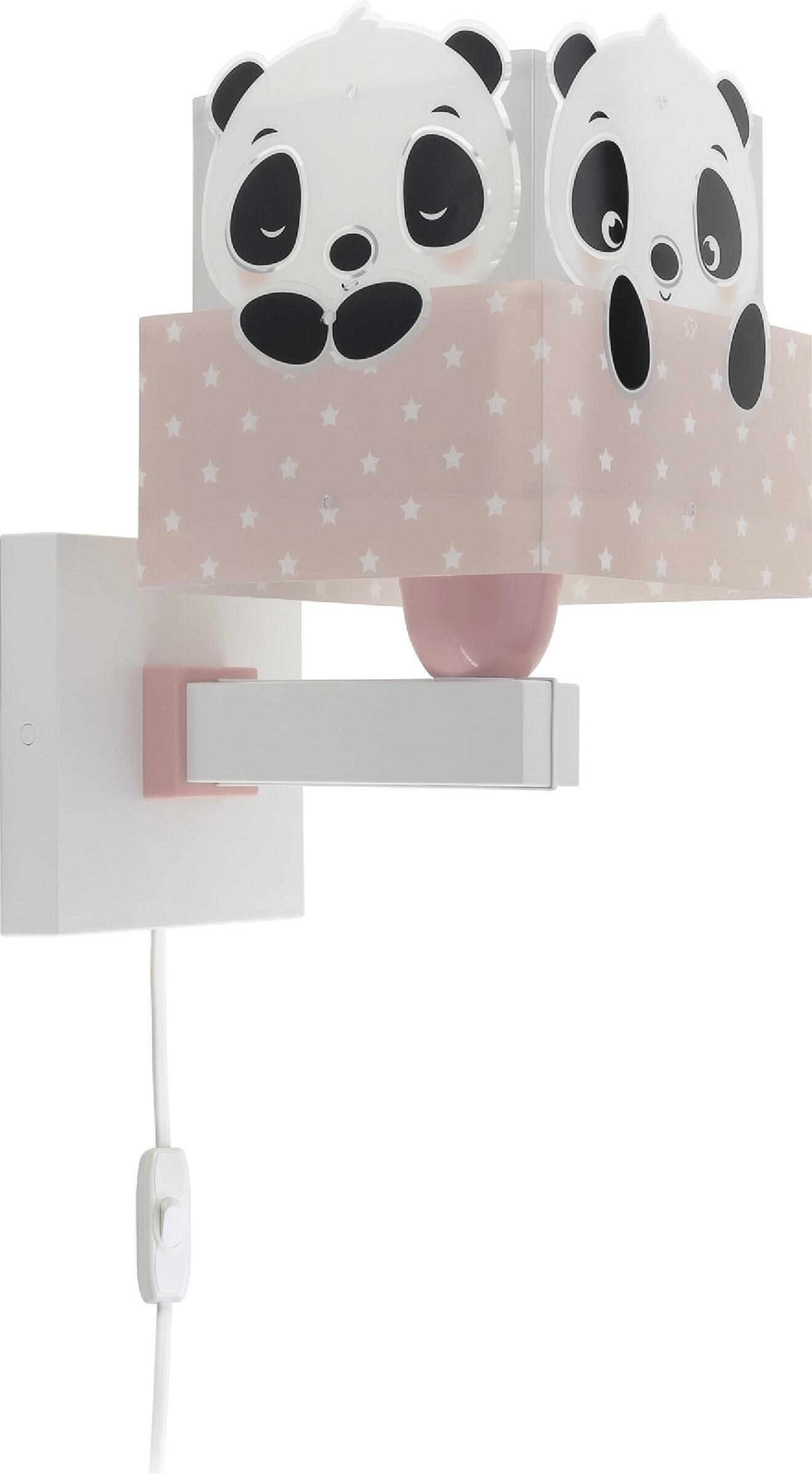 Aplique panda e27 rosa infantil