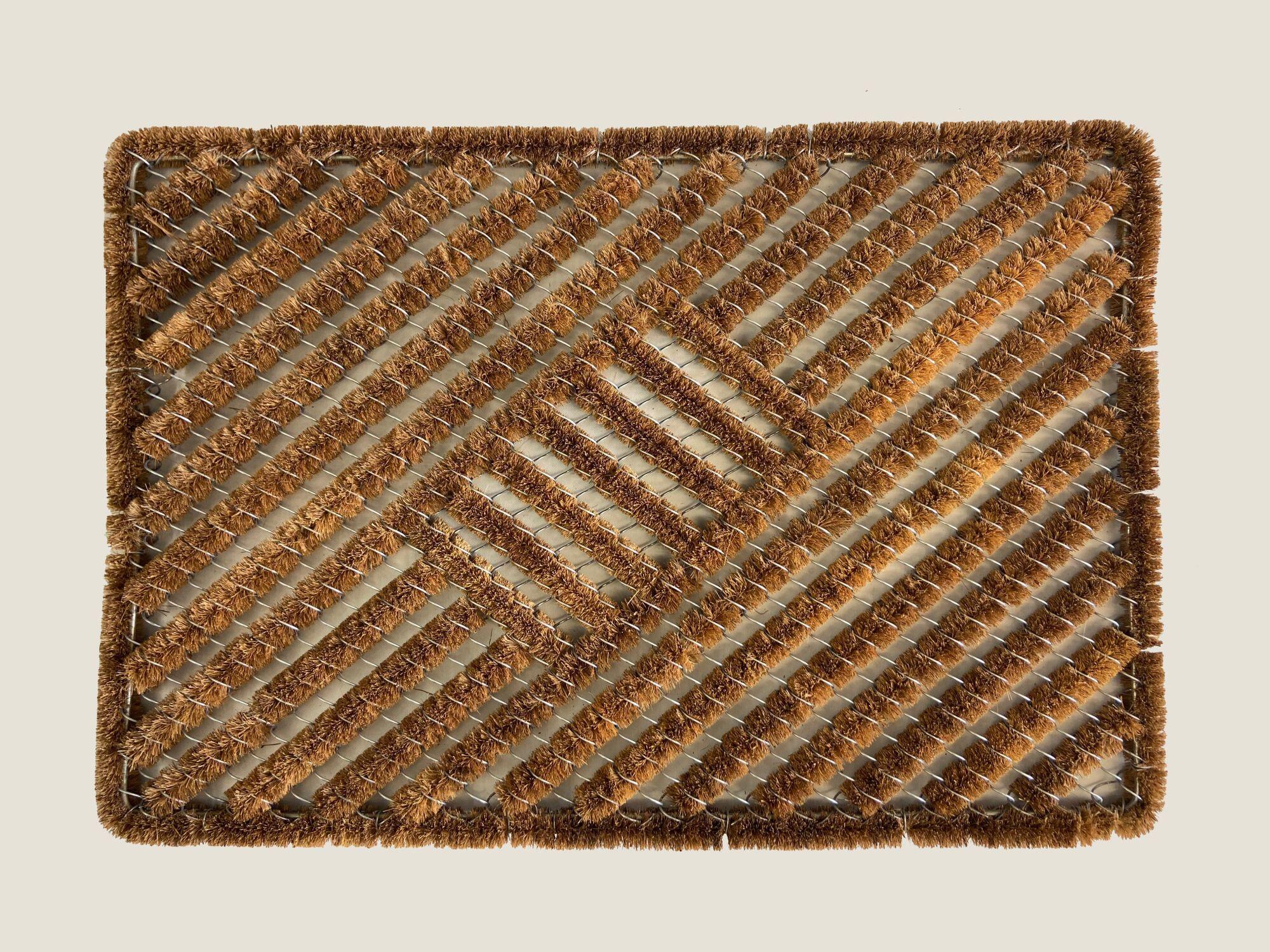 Felpudo coco rejilla acero marrón 75 x45 cm