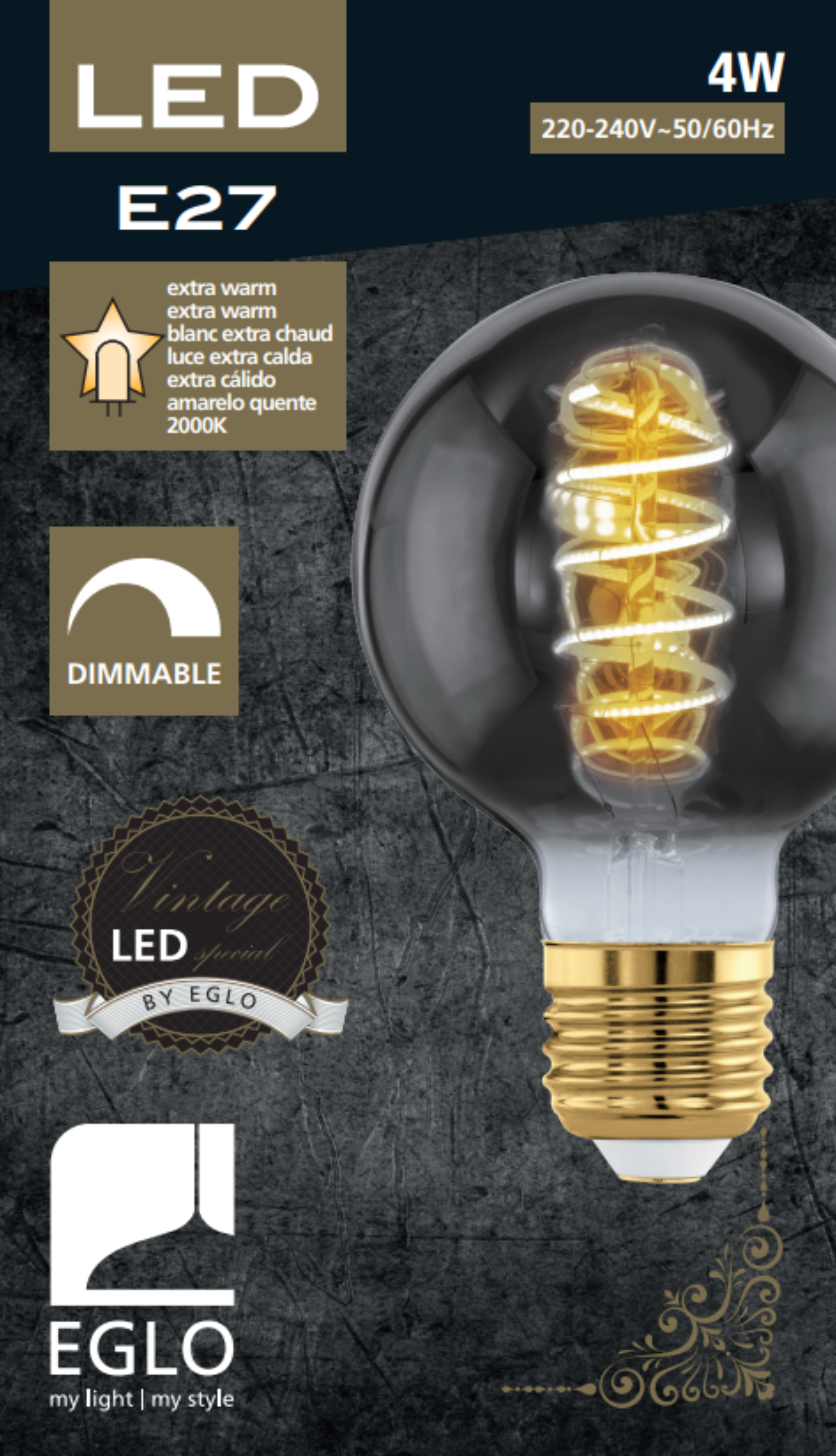 Lâmpada led decorativa E27 100 lm 2000k regulável vidro escuro - 5