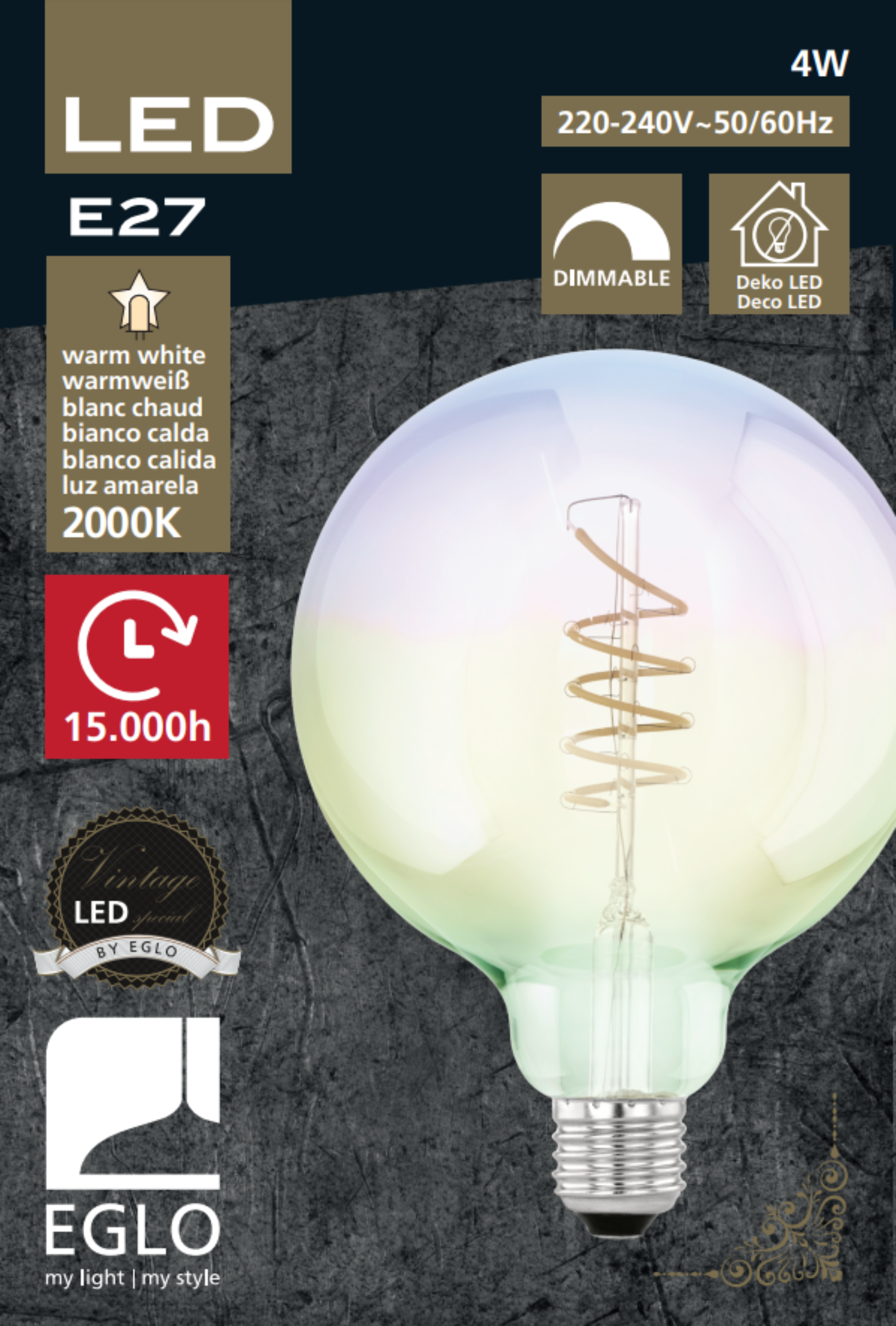 Lâmpada led e27 g125 4w iris 2000k - 5