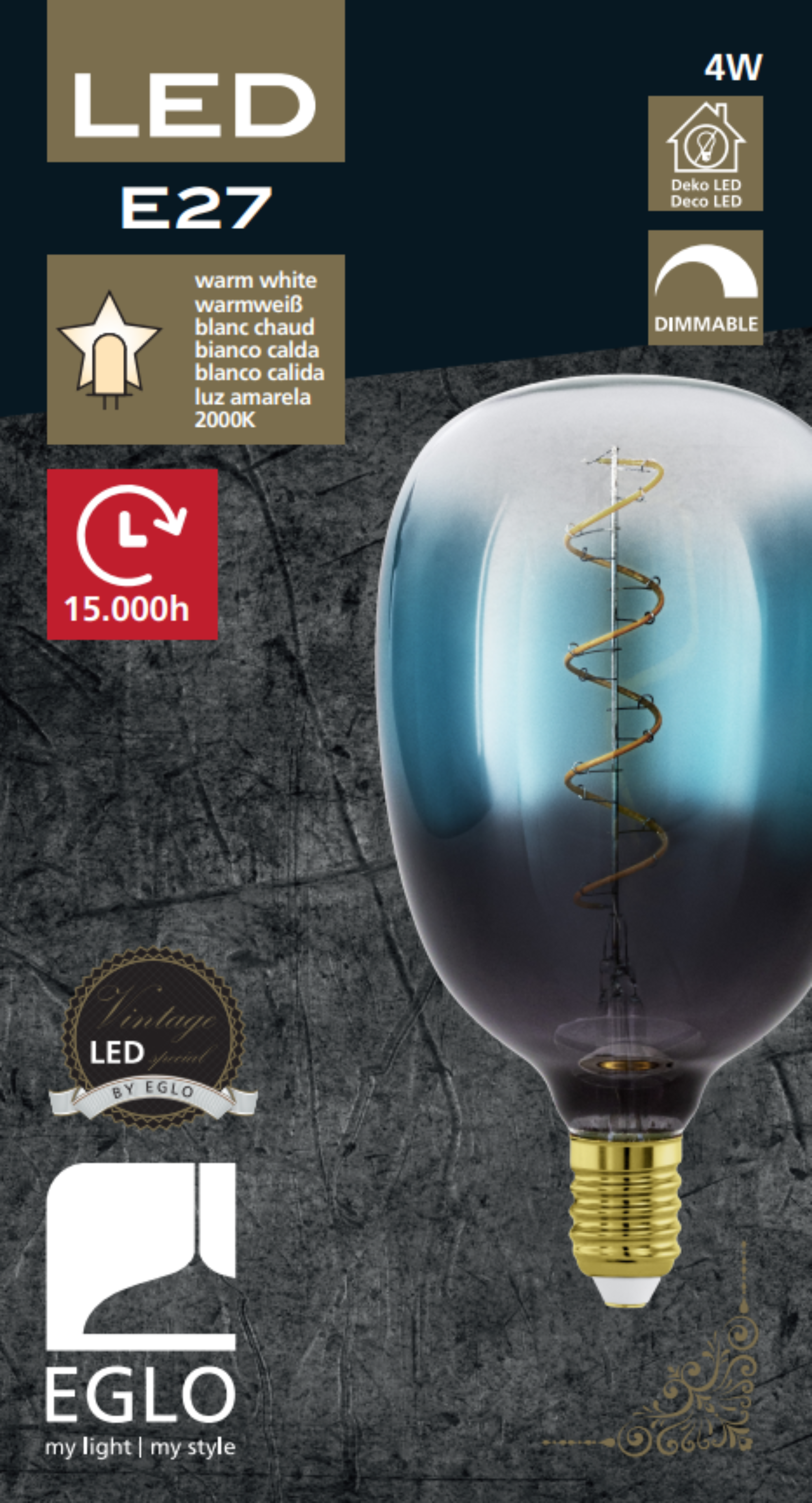 Lâmpada led decorativa E27 T120 azul - 5