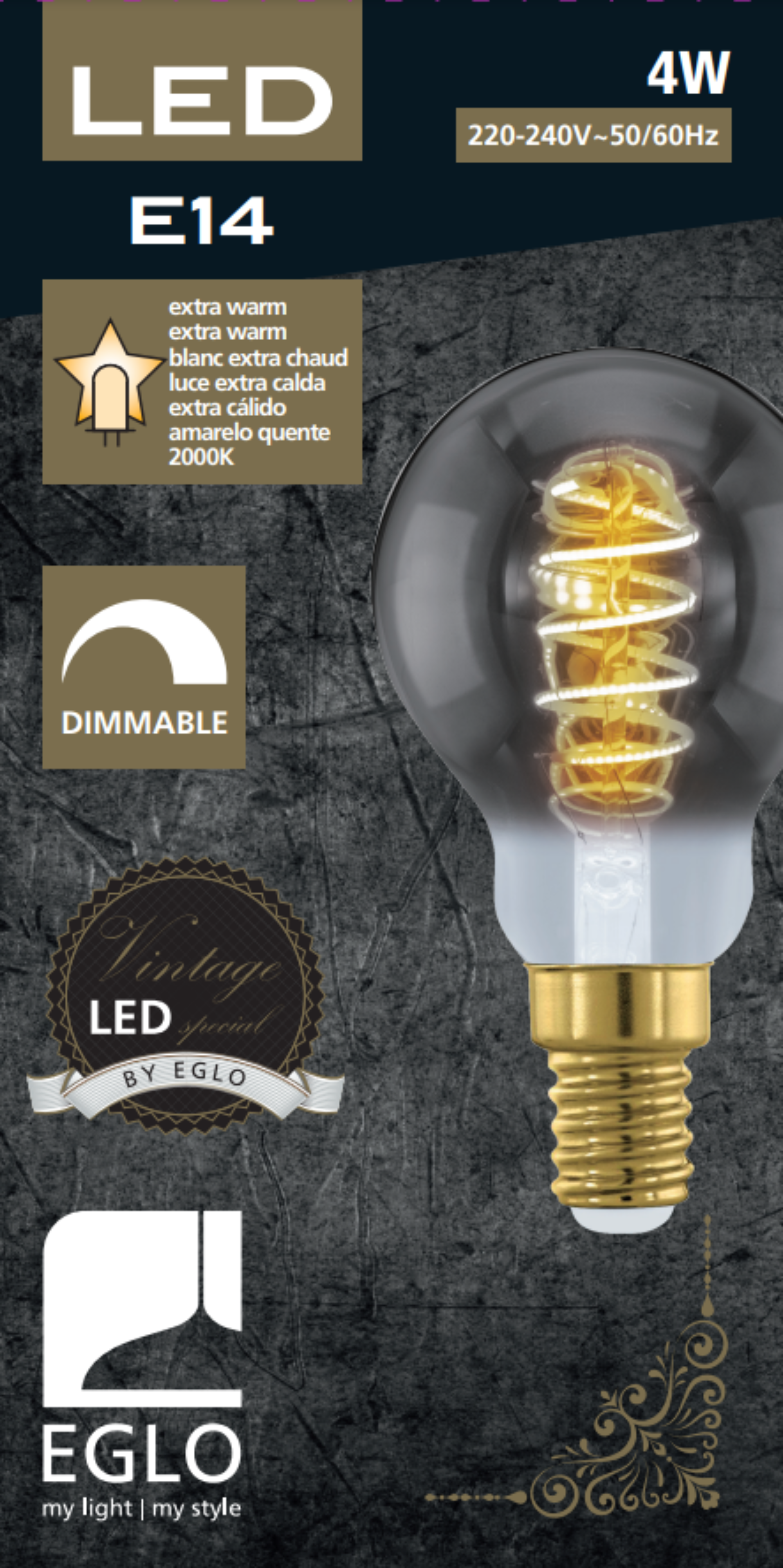 Lâmpada led decorativa E14 100 lm 2000k regulável vidro escuro - 4