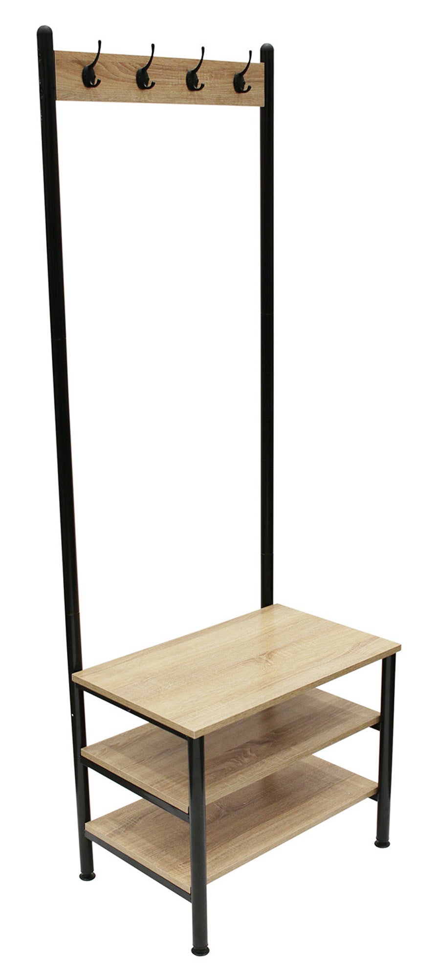Perchero de pie de madera color negro de 175x40x60cm