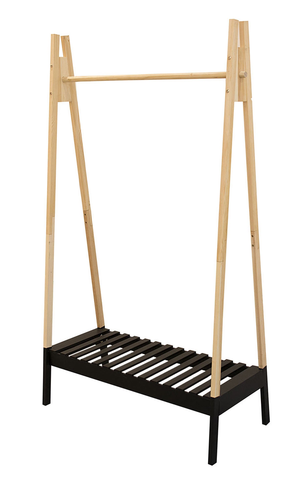 Perchero de pie de madera color negro de 170x46x100cm