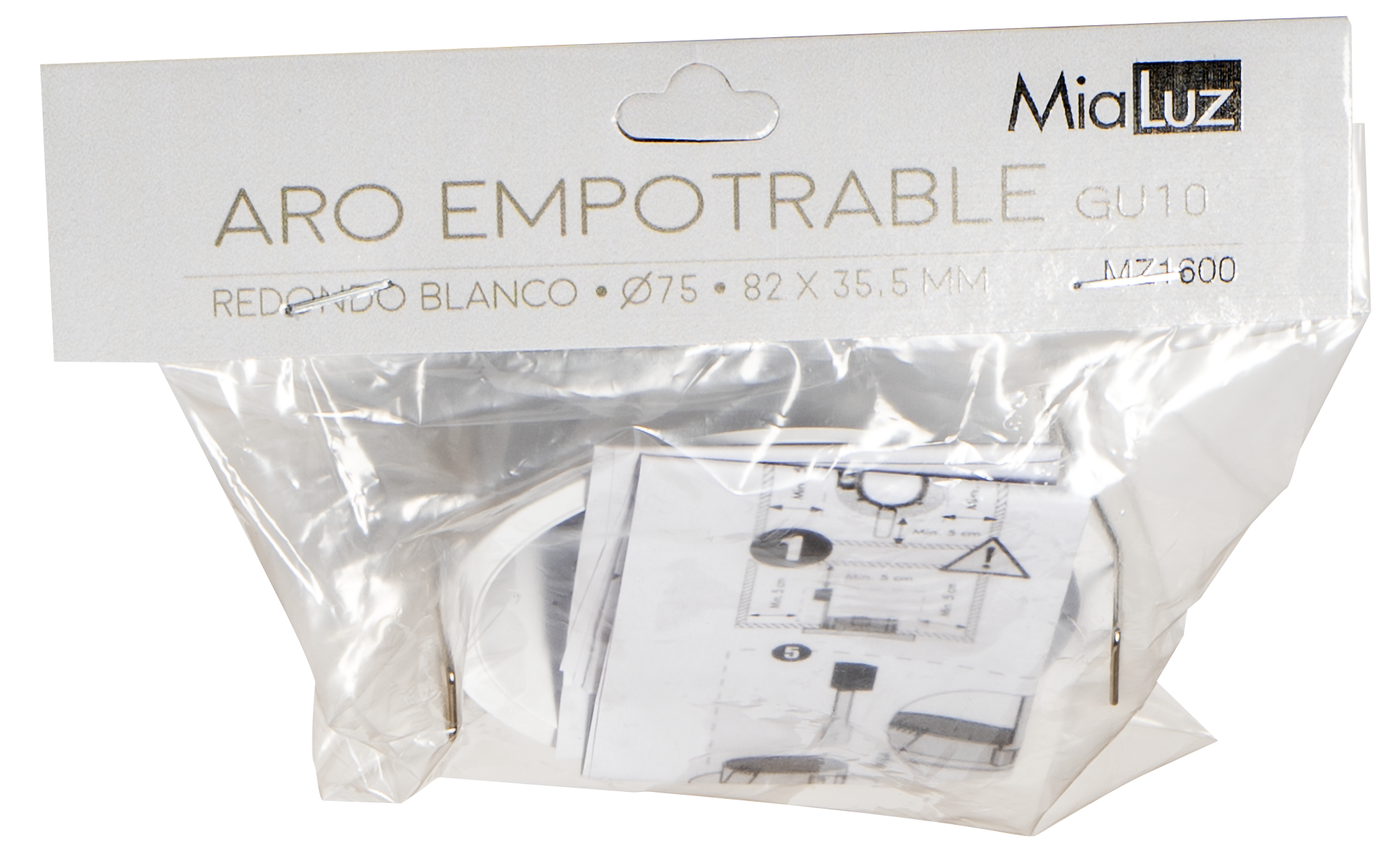 Downlight empotrable blanco redondo cepillado compatible con bombilla GU10 MIALUZ ø7.4 cm IP20 - Foco empotrable ojo de buey para techos - 4