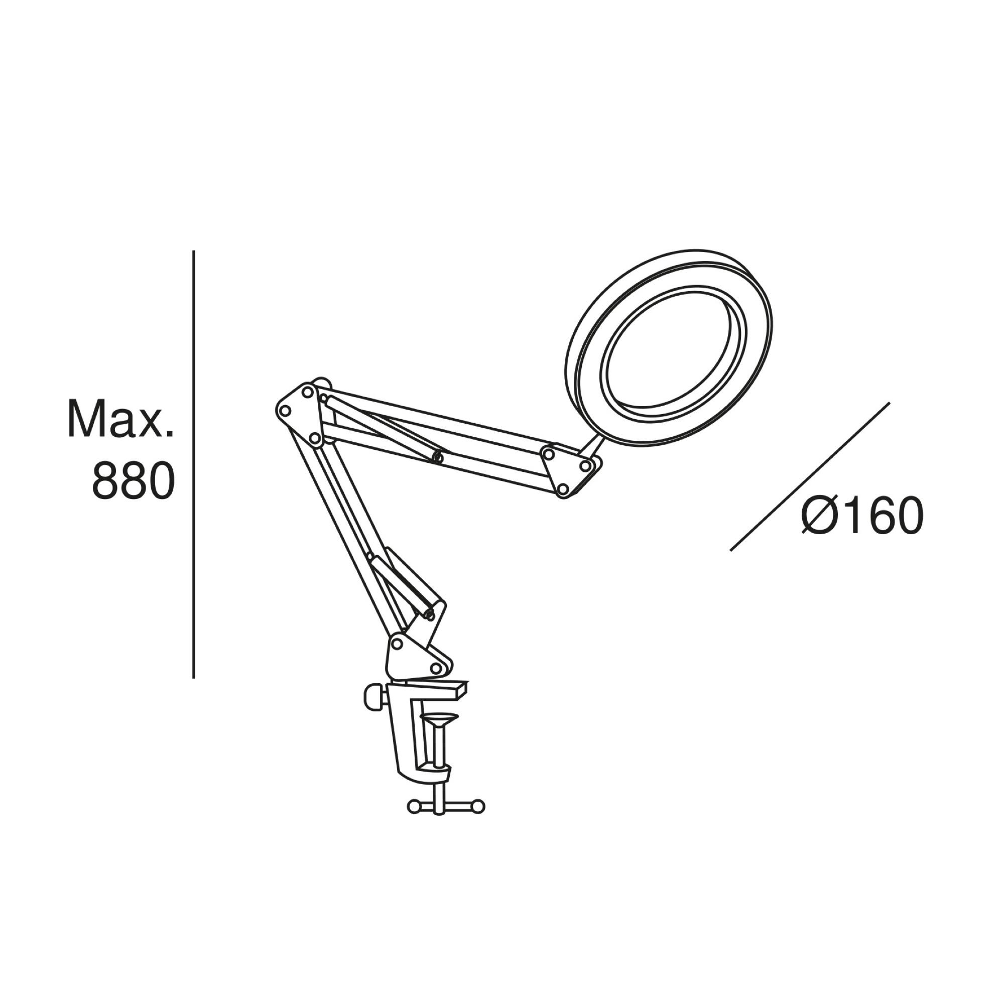 Lampe de bureau Loupe, acier, noir, H.56 cm, LED - 8