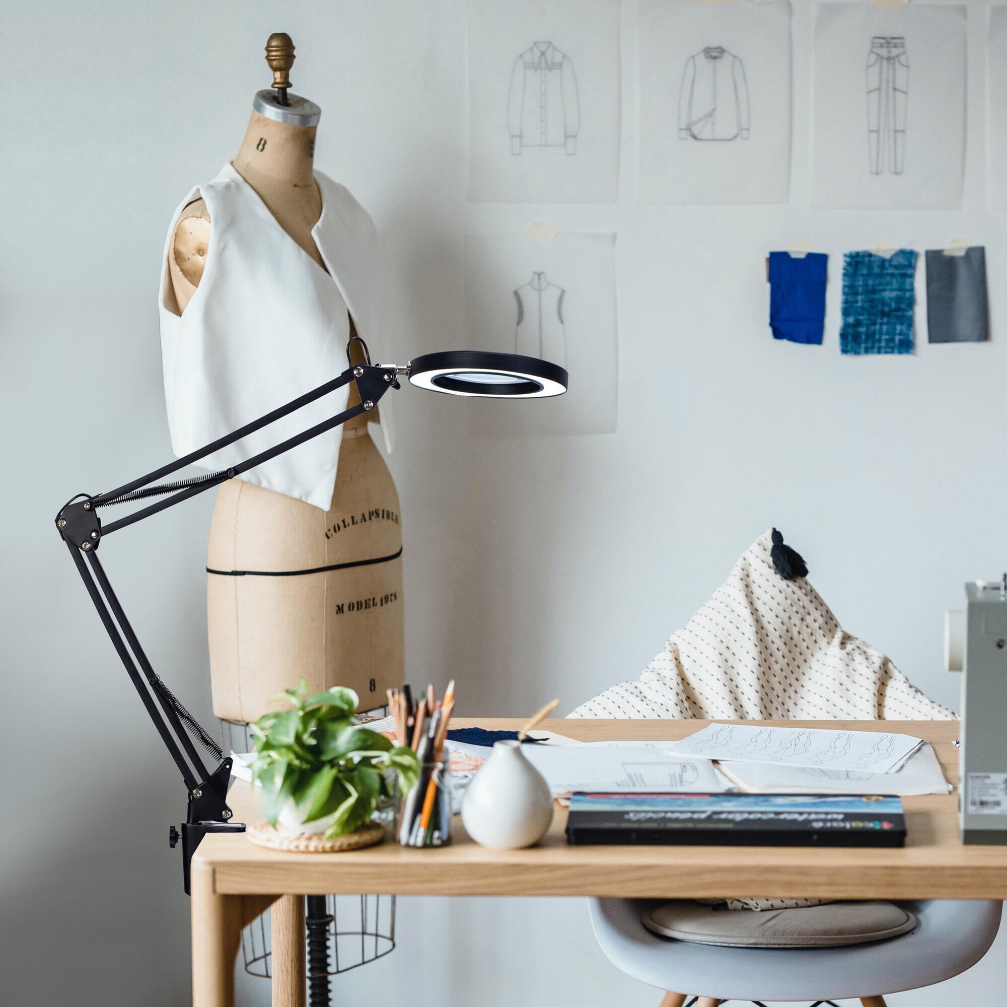 Lampe de bureau Loupe, acier, noir, H.56 cm, LED - 3