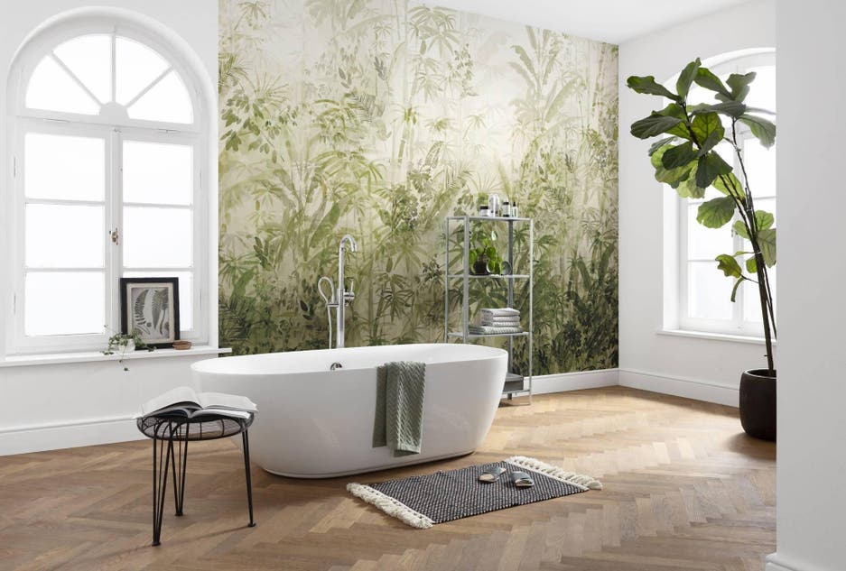 Baño con papel pintado