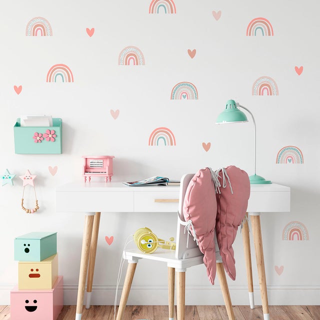 Sticker decorativo producto sin motivo tonos ahumados en rosa, azuels, teja, blancos MOTIF Sweet de 200x32cm
