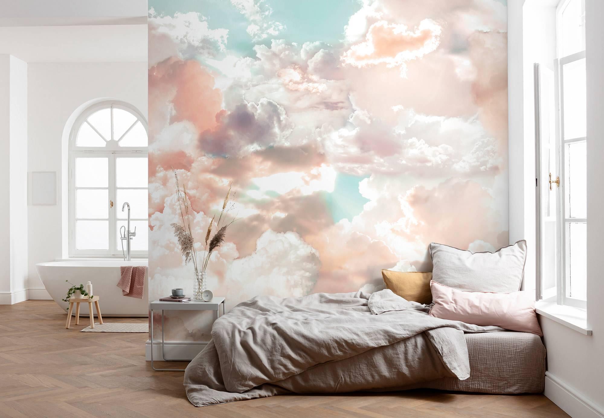 Mural TNT liso lavable abstracto Mellow Clouds rosa 350 x 250 cm KOMAR - 7