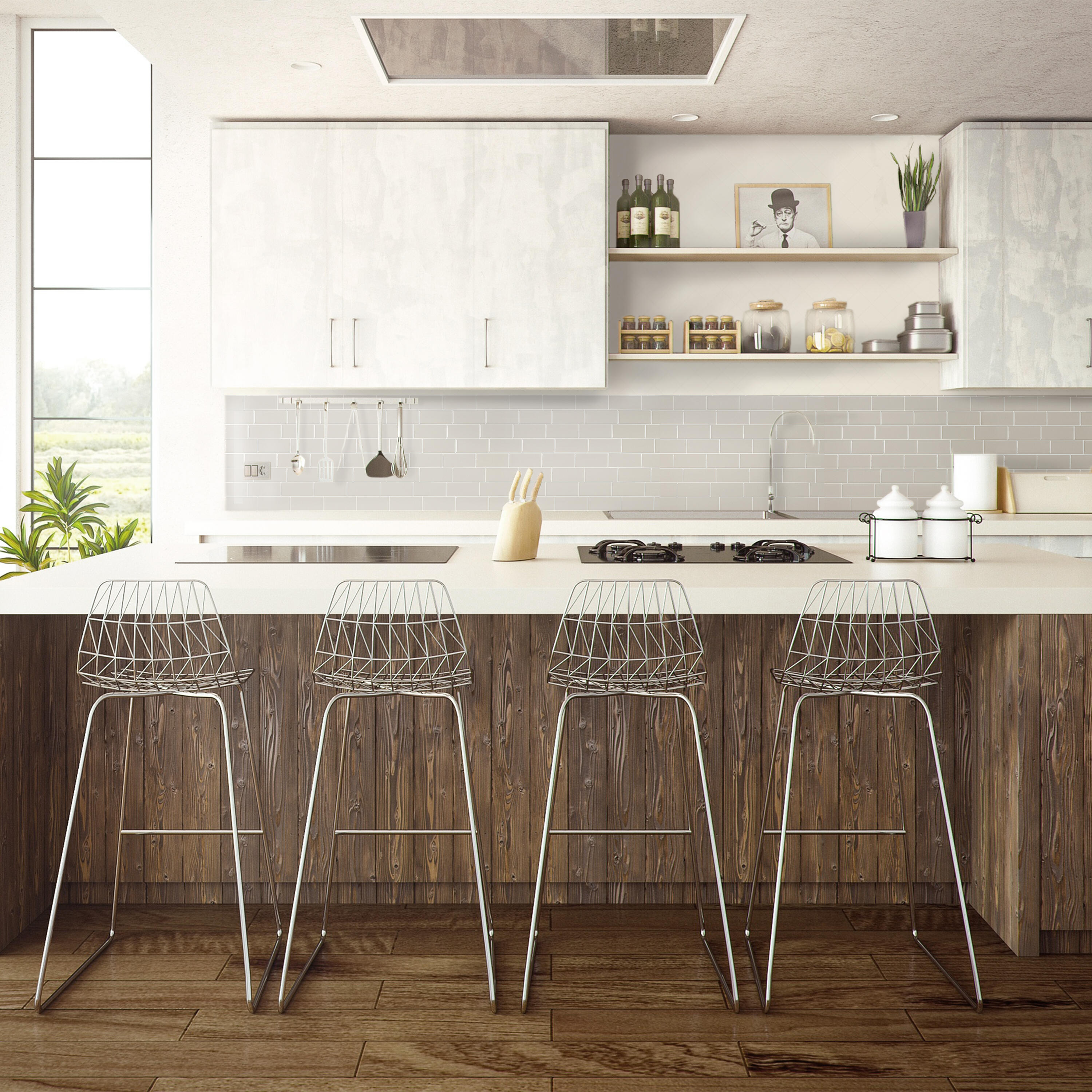 Pegatina mosaico gris / plata SMART TILES Metro Cassandra de 29x29cm - 8