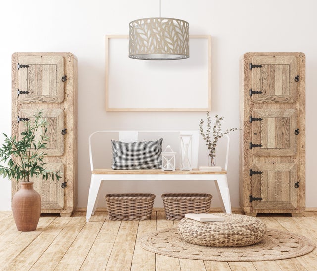 Lámpara de techo colgante de algodón y poliéster beige 1 luz E27 Botanic 38 cm