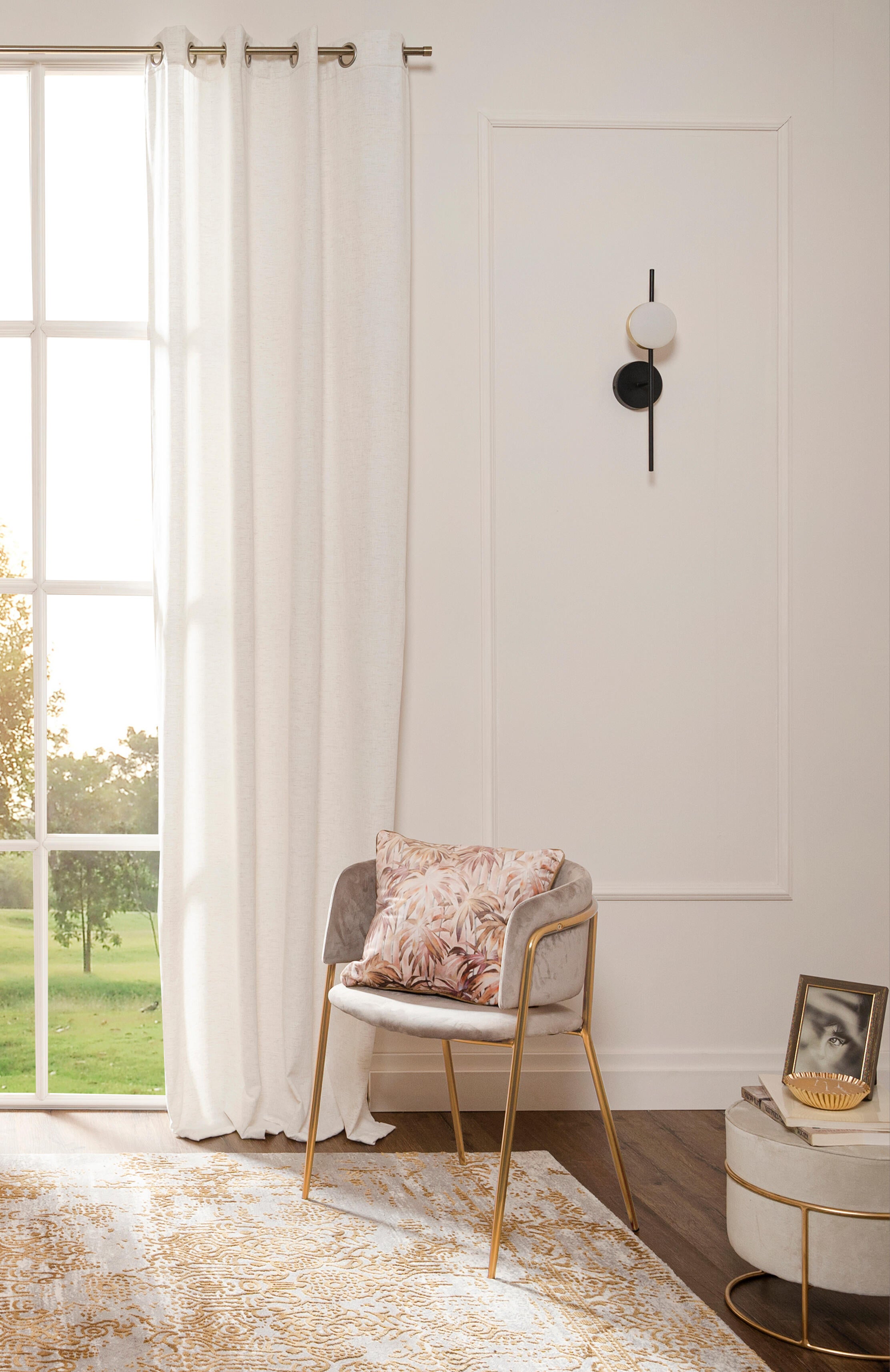 Cortina ollaos Rene poliéster jacquard de 140x270cm liso beig - 11