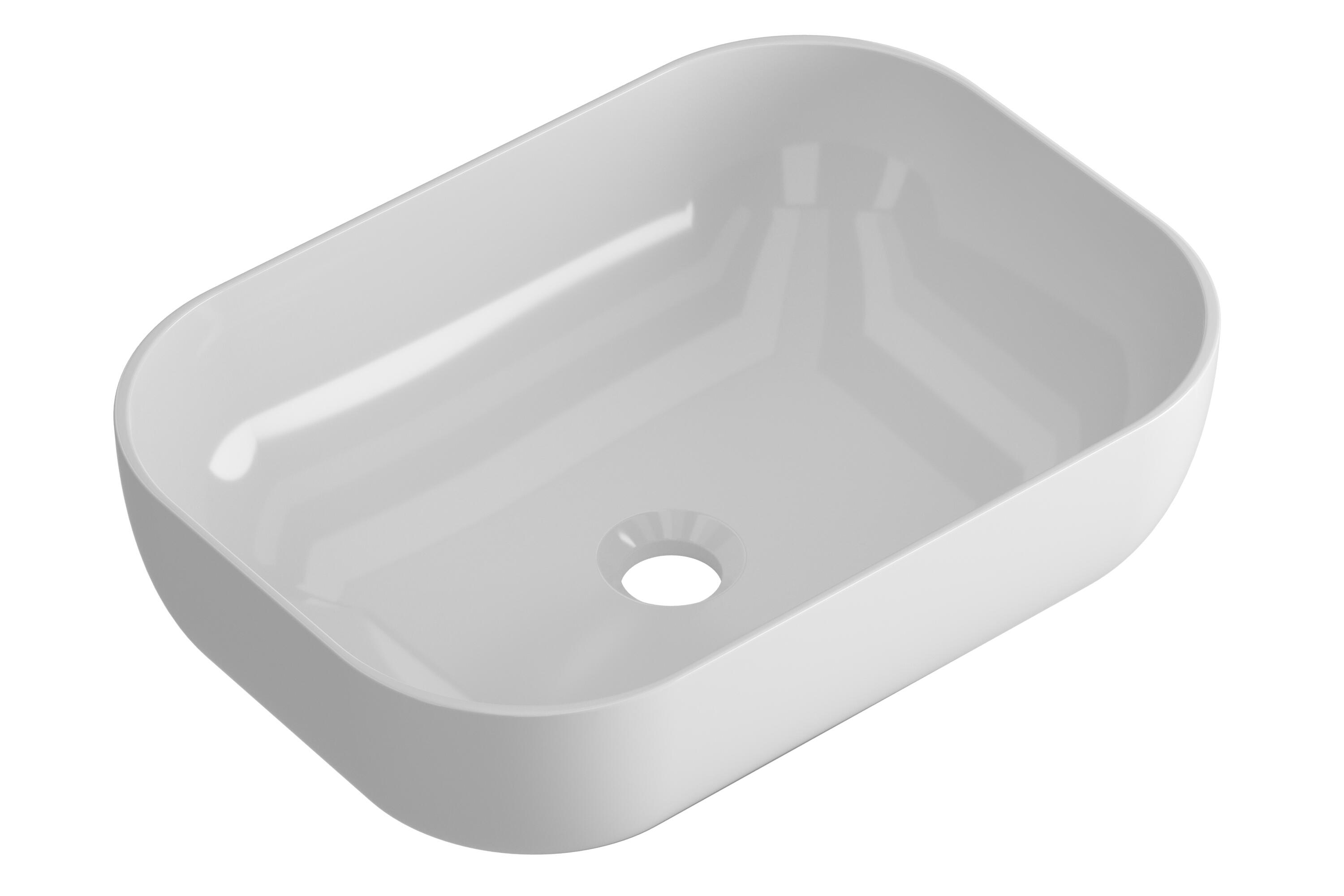 Lavabo sobre encimera de cerámica Ovalo 45x13.5x32.5 cm ovalada blanco brillante - 5