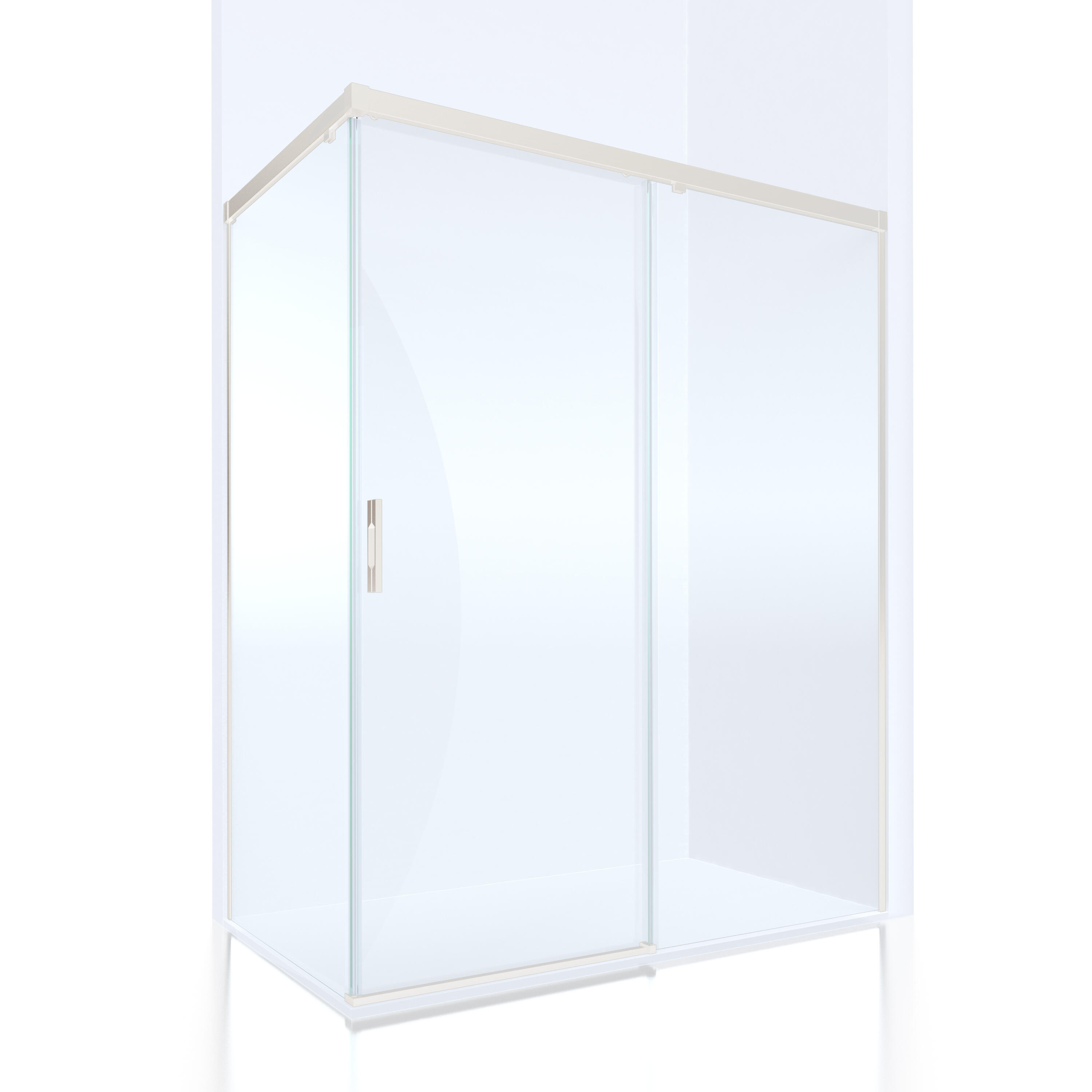 Mampara de ducha frontal con panel fijo lateral corredero transparente tala perfil blanco (150.1-160)+80 x200 cm
