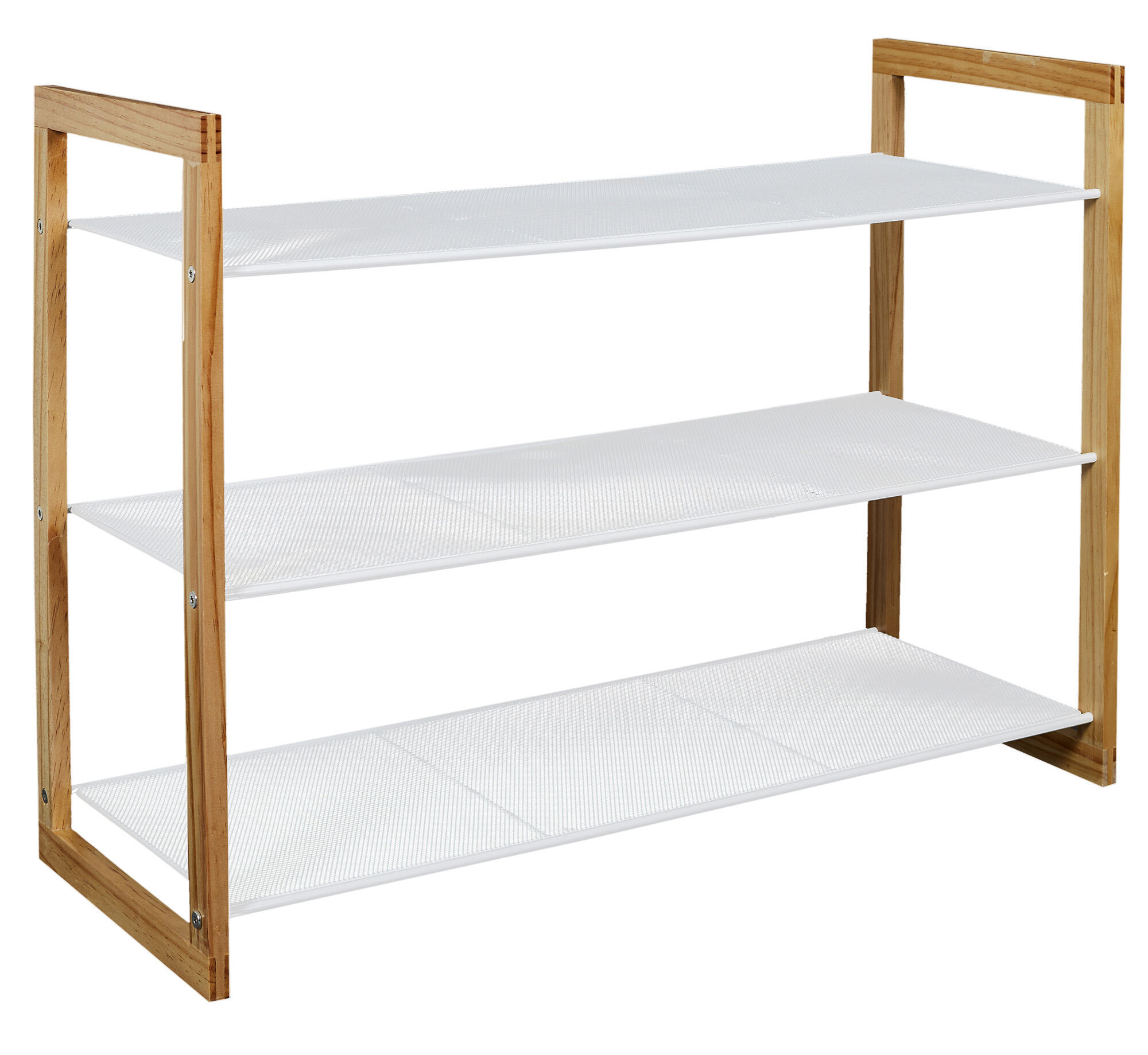 Zapatero con 18 pares en melamina color blanco y marrón 74x55x30 cm