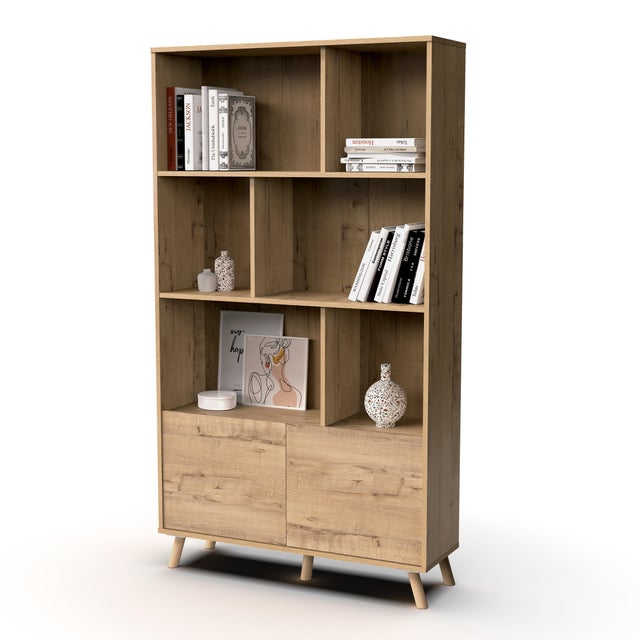 Biblioteca de melamina Oslo color roble gold de 179x100x30cm