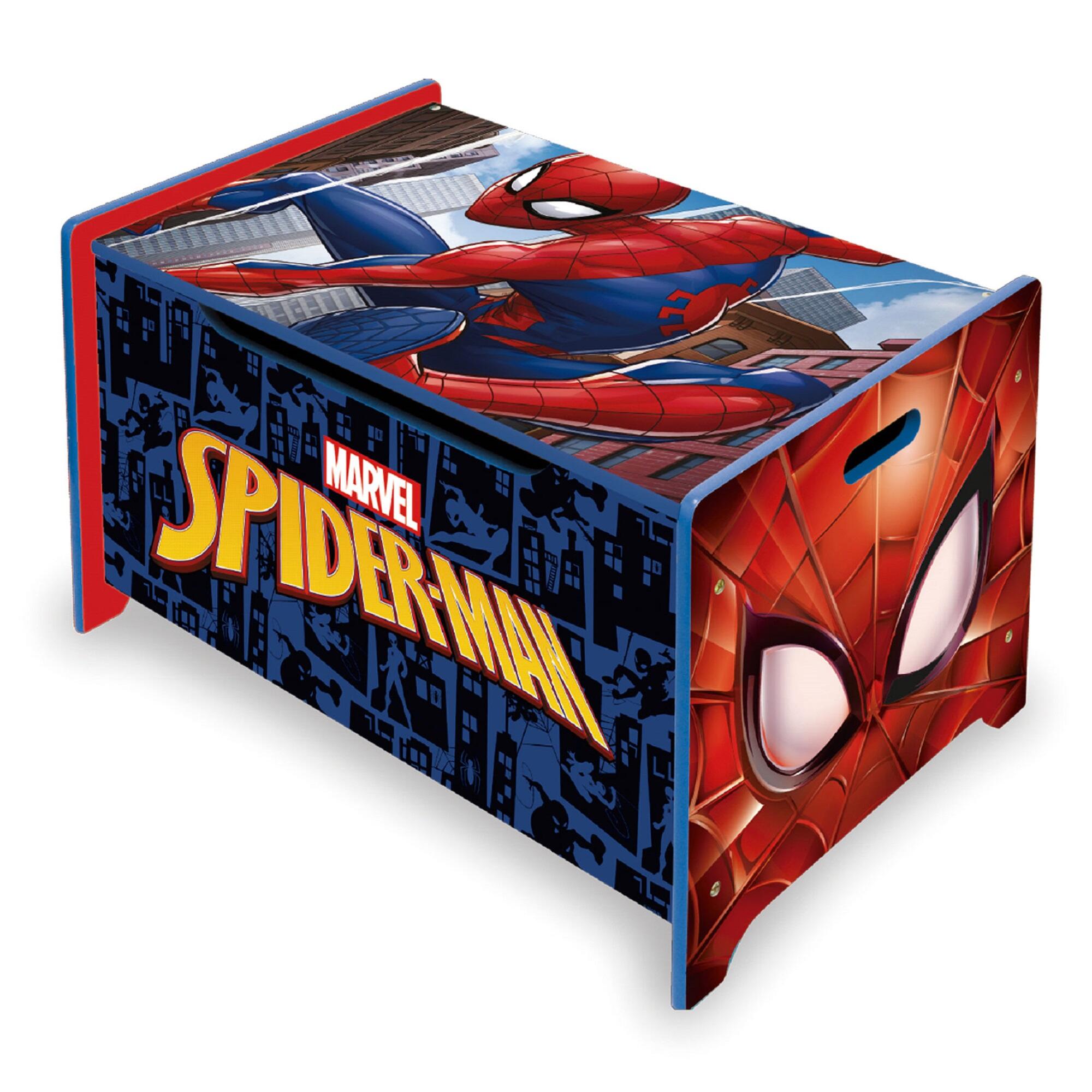Baúl de madera de spider-man color azul y rojo de 40x62.5x37 cm