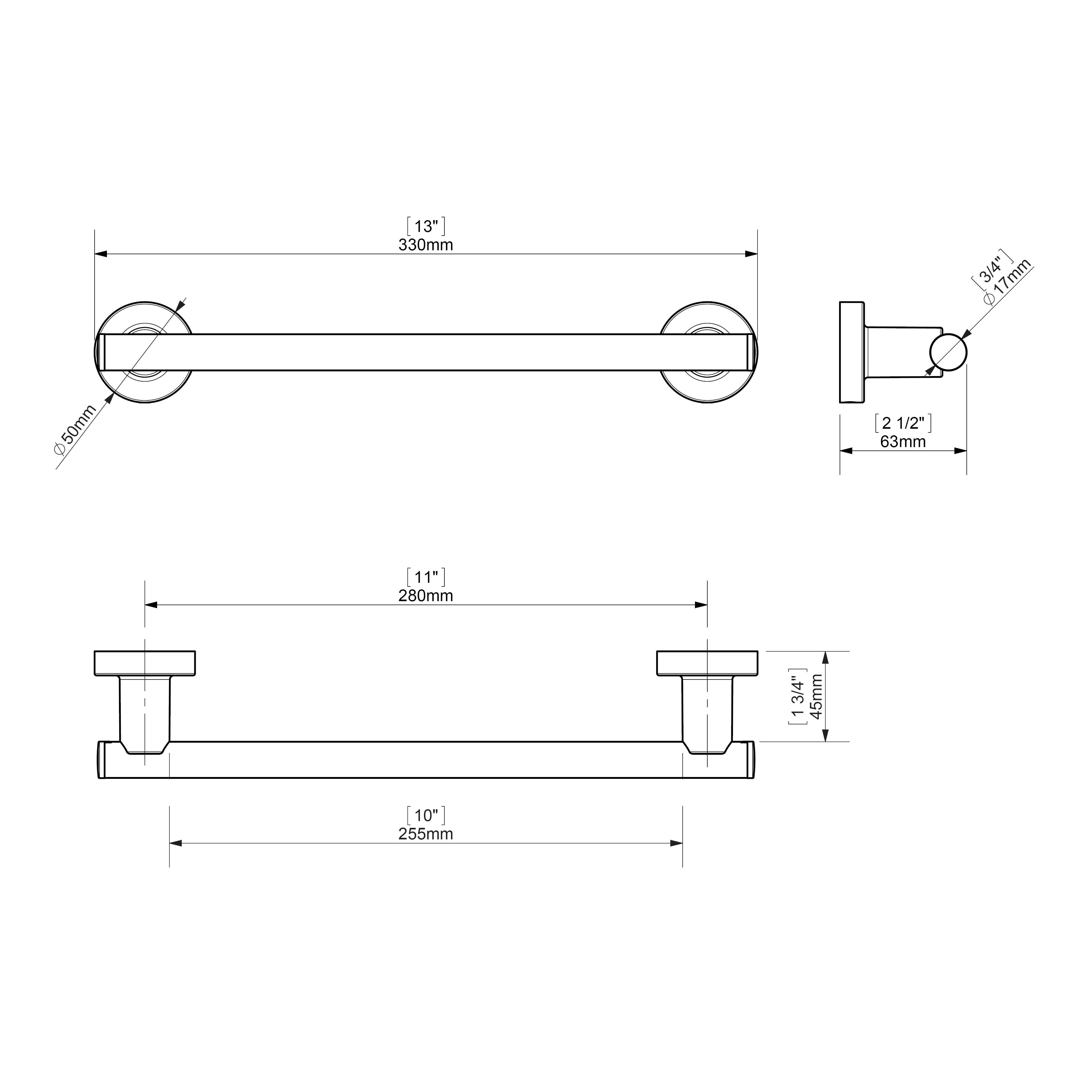 Toallero de barra blanco mate para atornillar Architecture 33x5x6.5 cm - 3
