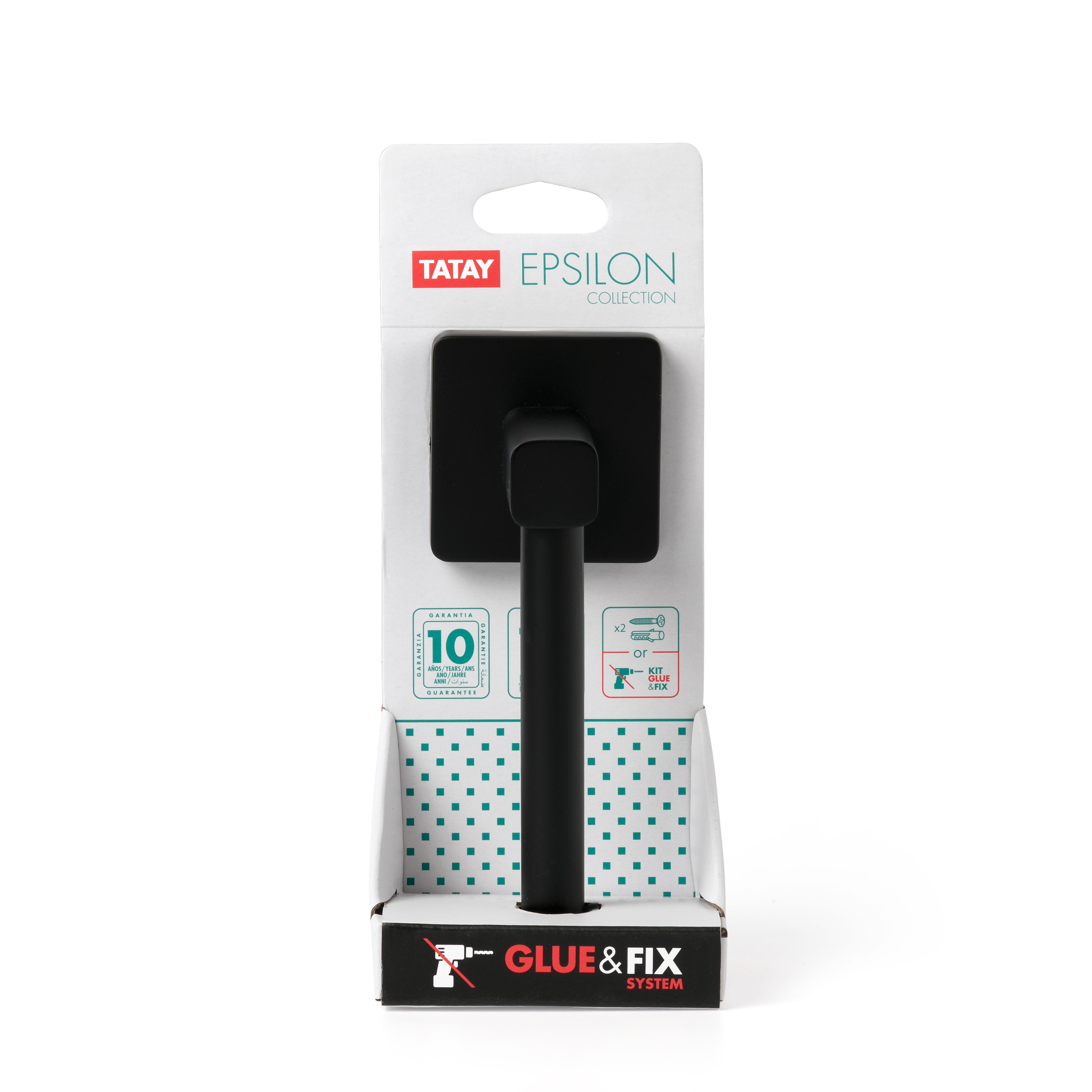Portarrollos de papel higiénico Epsilon black negro adhesivo o para atornillar - 5